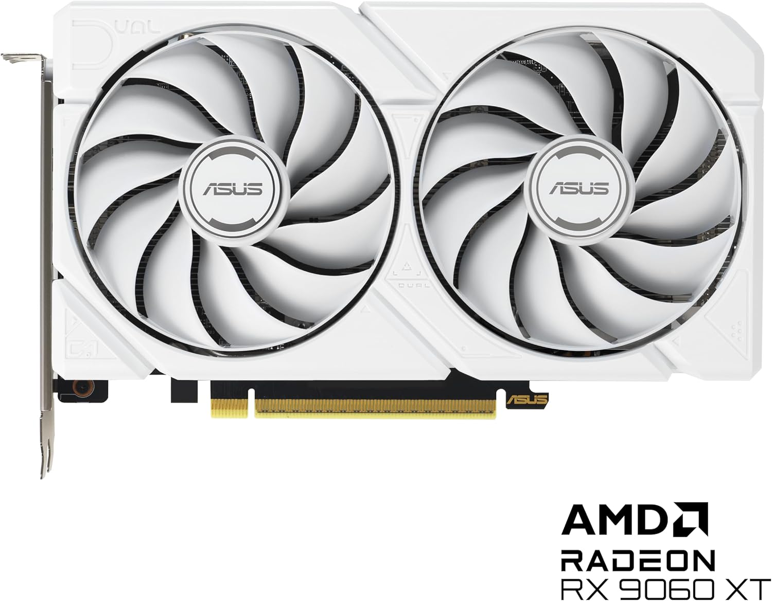 ASUS Dual Radeon™ RX 9060 XT 16GB GDDR6 White Edition (PCIe 5.0, 16gB GDDR6, HDMI 2.1b, DisplayPort 2.1a, 2.5-Slot Design, Axial-tech Fan Design, 0dB Technology, and More)