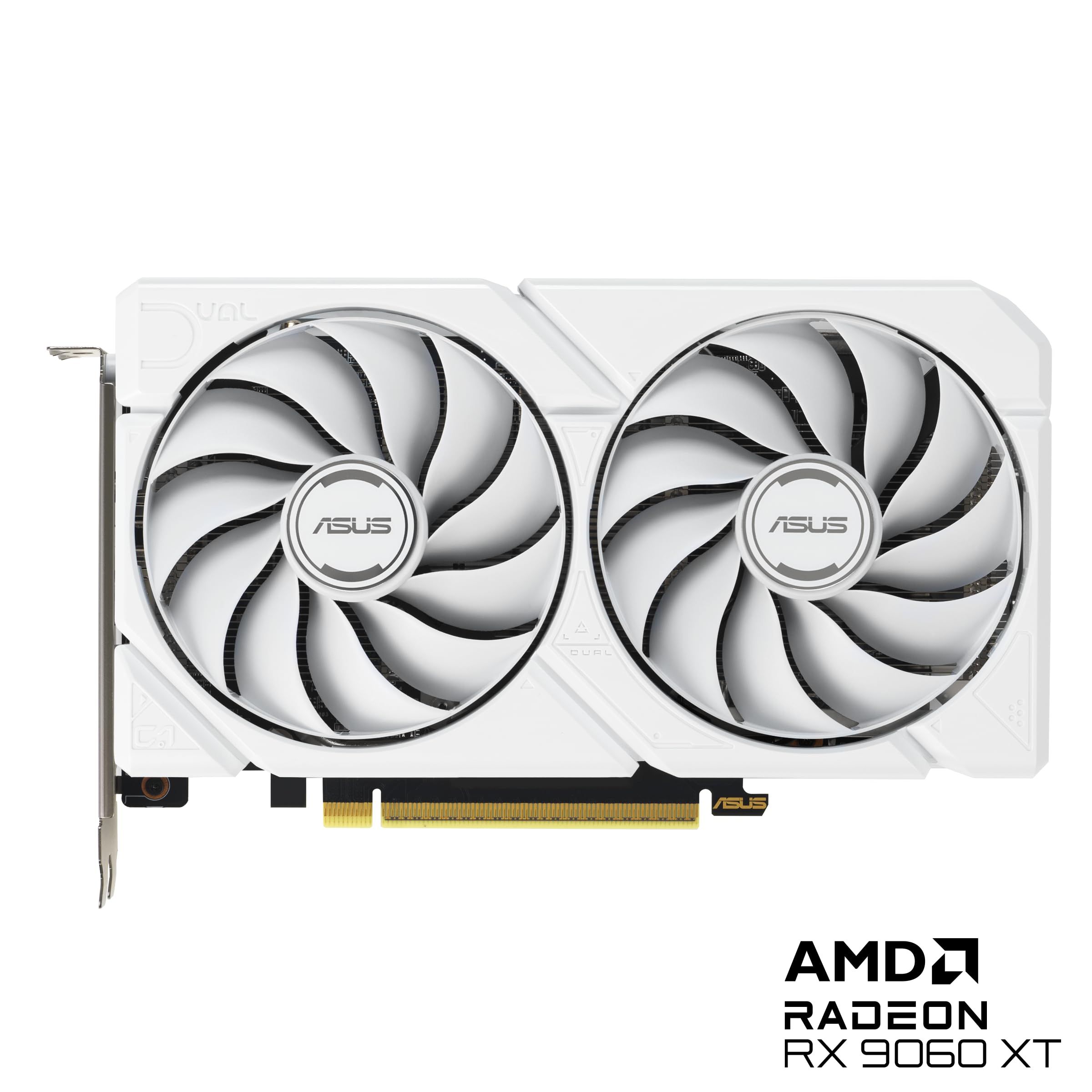 ASUS Dual Radeon RX 9060 XT 16GB GDDR6 White Edition (PCIe 5.0, 16GB GDDR6, HDMI 2.1b, DisplayPort 2.1a, 2.5-Slot Design, Axial-tech Lüfterdesign, 0dB Technologie und mehr)