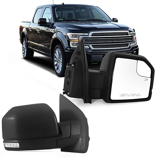 Miniatura 10 de Espejo para puerta lateral izquierda del conductor con vidrio de punto ciego para Ford F150 2015-2020 sin luz de señal de giro no calentada (3