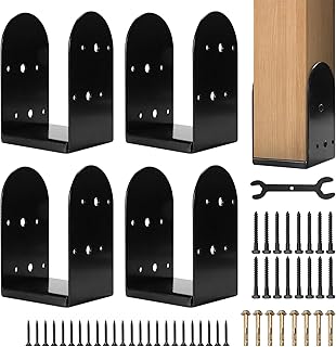 4 Pack 4 x 4 Post Base Bracket, Carbon Steel 4x4 Post Bracket (Inner Size 3.5x3.5) Post Base with Screws for Pavilion Deck Porch Handrail Railing Support
