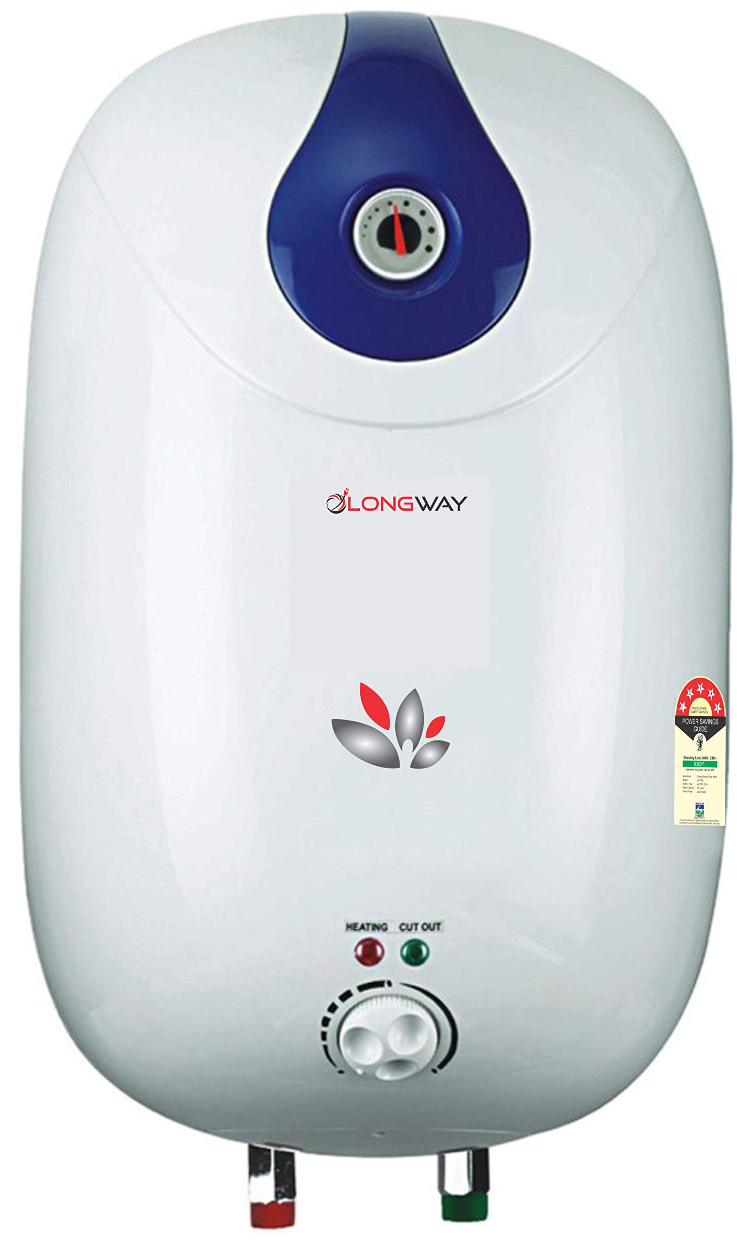 Buy Longway Hotspring 15 ltr Glass Line Automatic Storage Water Heater with  Multiple Safety System u0026 Anti-Rust Coating 5 Star Rated (White, 15 Ltr,  Glass Line, Pack of 1) Online at Low