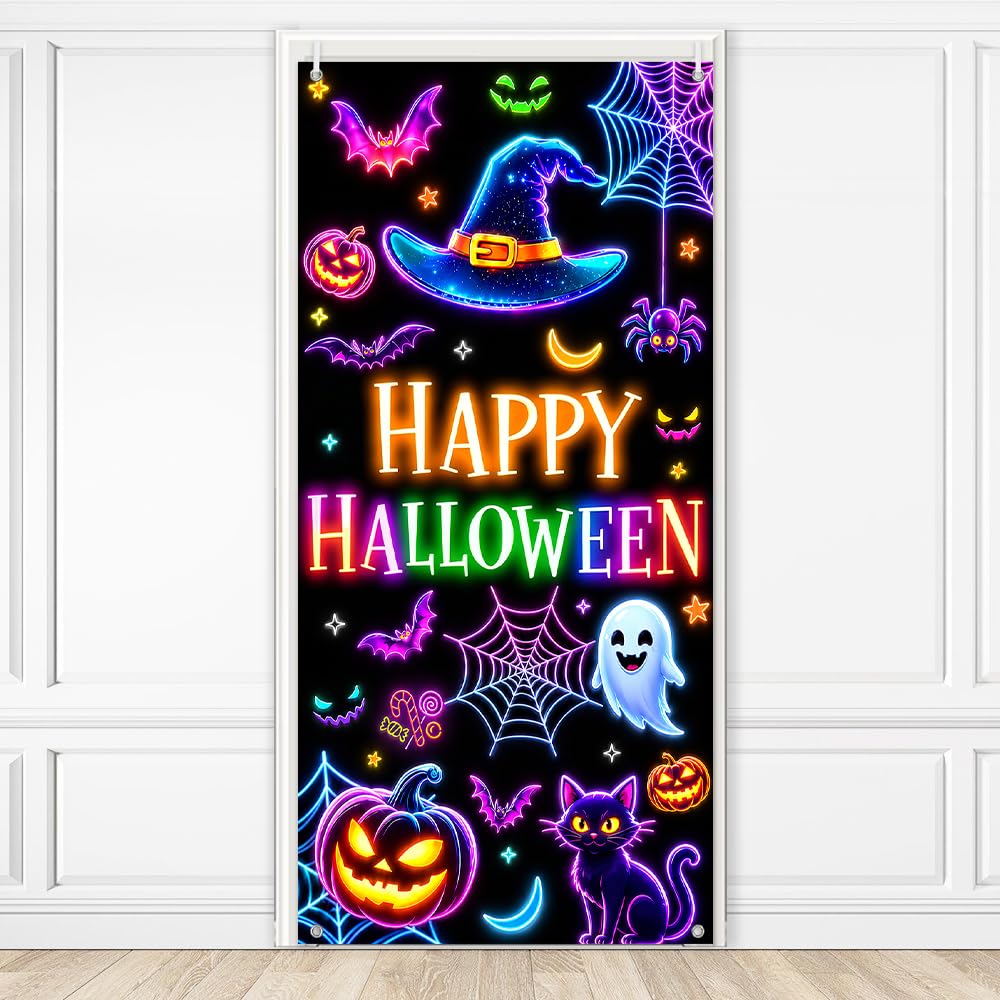 AIBIIN Neon Halloween Door Cover Banner