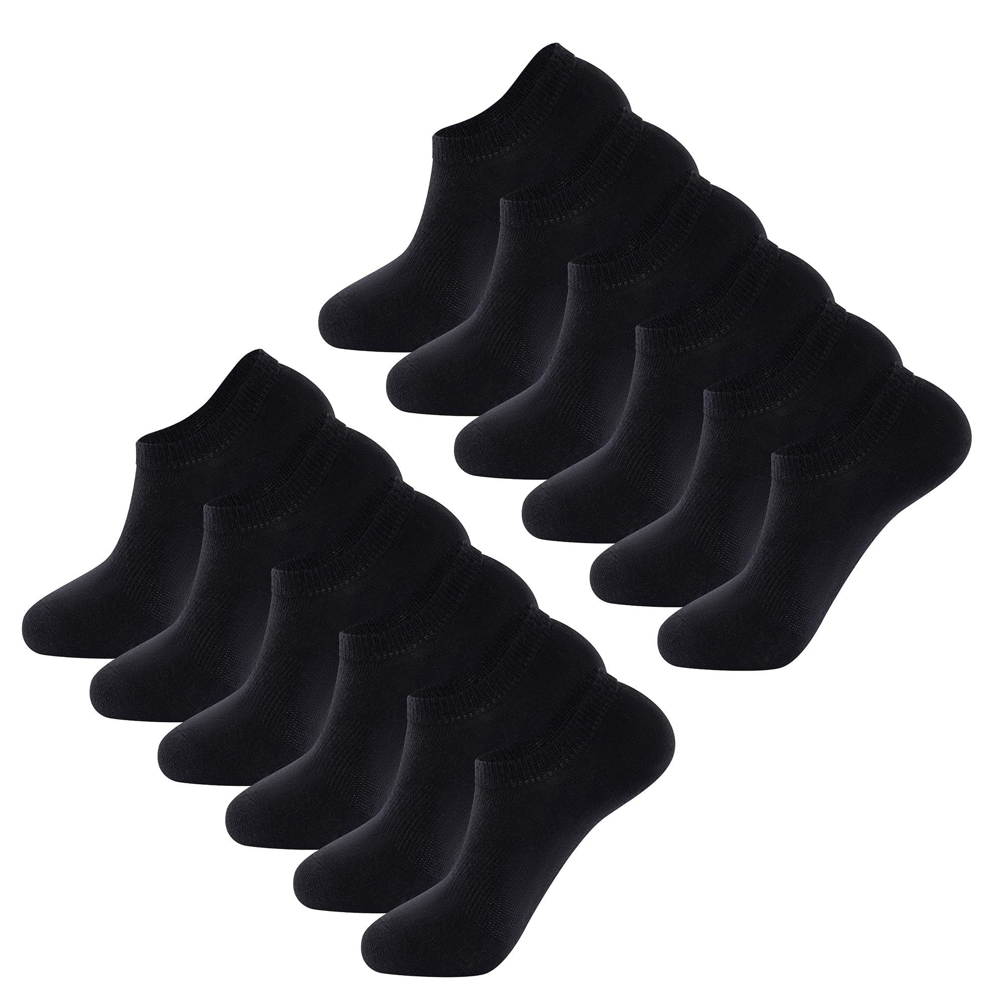 The Essentials Wardrobe Men's 12 Pairs Unisex Black 12Pk Low Cut Trainer Socks - Uk 6-8.5/Eu 39-42.5 - Black