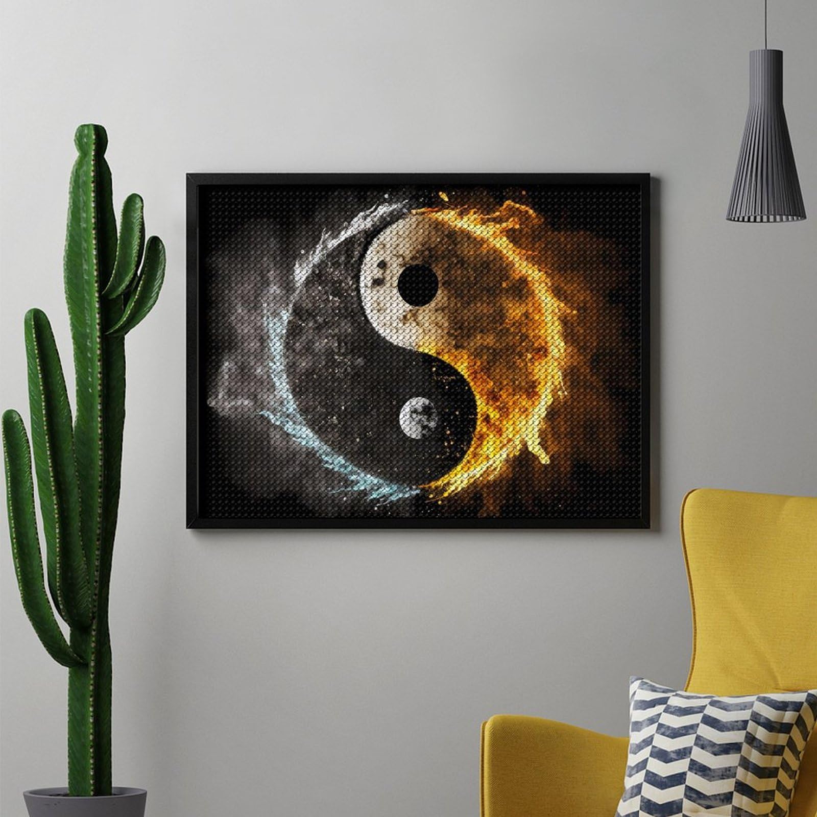 Kit Diamond Painting 5D Albero Yin Yang 30x30cm - Con Diamanti Extra 30% - Tela HD E Accessori Completi - Decorazione Casa - Foto 10
