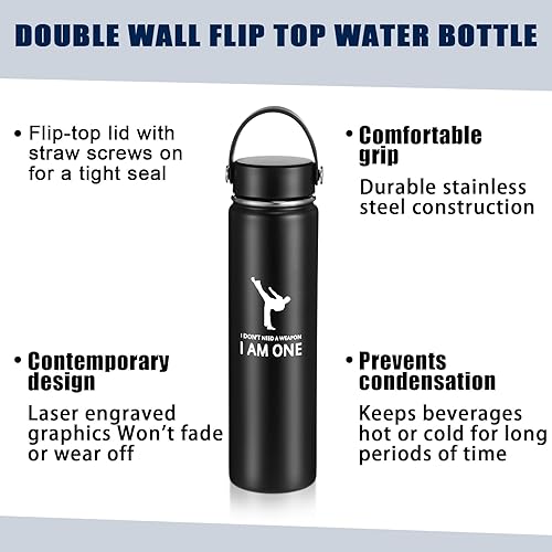 Miniatura 5 de 3 piezas de regalos de karate para niños, incluye bolsa de lona grande de artes marciales de 24 onzas, botella de agua deportiva de acero