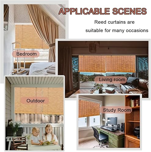 Miniatura 4 de Persianas enrollables de bambú para patio, persianas enrollables de bambú para exteriores, cortinas enrollables translúcidas de privacidad para