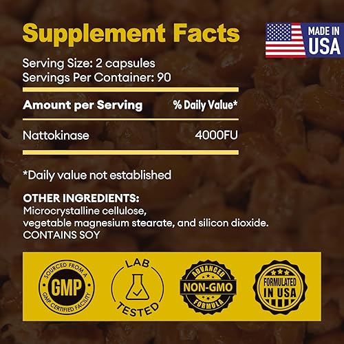 Miniatura 2 de ISDG Suplemento Nattokinase 4000 FU  Enzima japonesa Natto, apoya la salud cardiovascular  Sin gluten, sin OMG, vegano 180 cápsulas