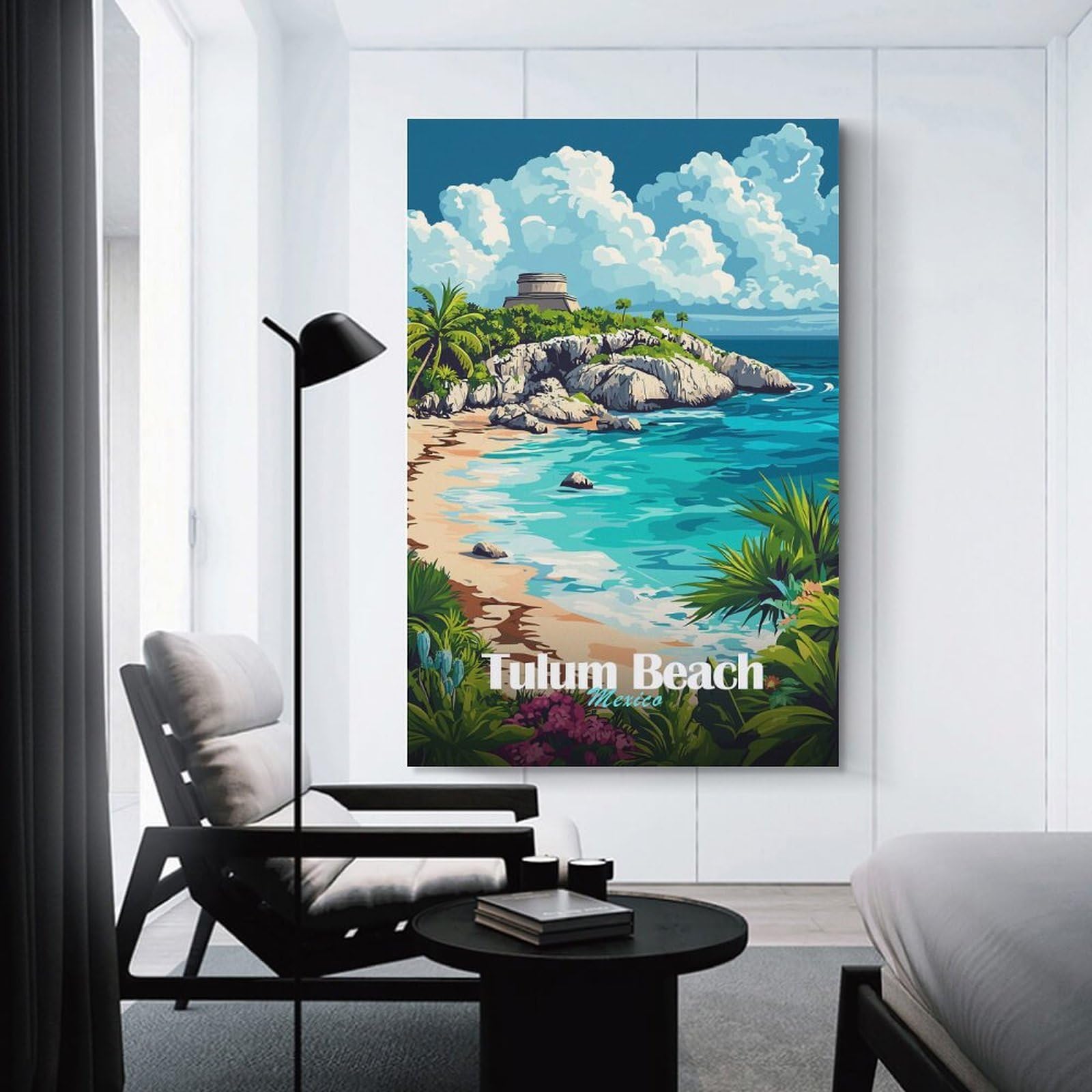 Junmoney Tulum Beach, Mexico Home Decor Wall Art, 20x30inch(50x75cm), for New Homes, Bedrooms Or Workspaces, Gift Idea for Housewarming And Birthdays