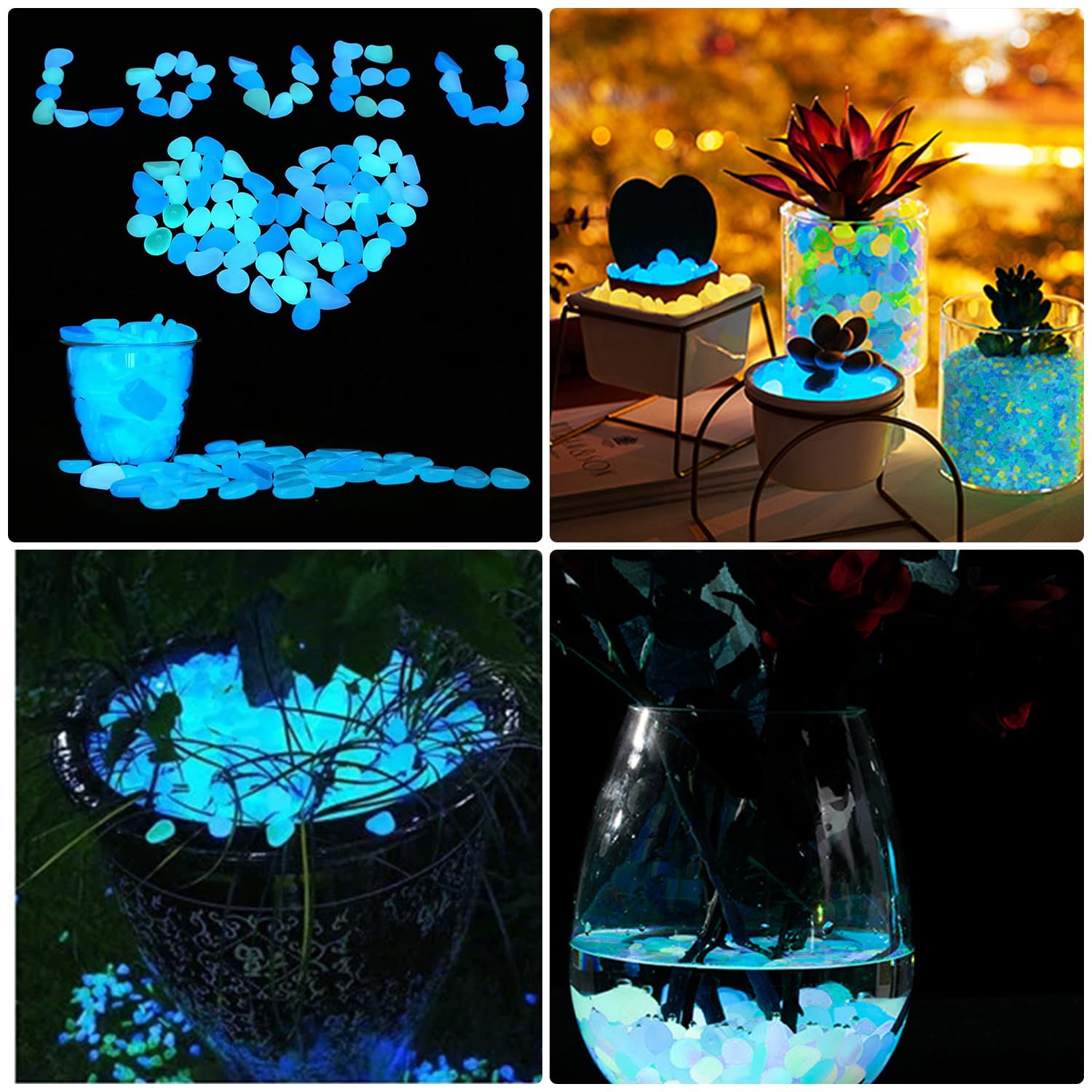 400 Pezzi Pietre Decorative Luminescenti per Giardino, Pietre Luminosi, Sassi Decorativi, Pietre Luminose da Giardino, per Sentieri, Decorazioni Esterne, Acquario, Vasi, Prato, Giardino