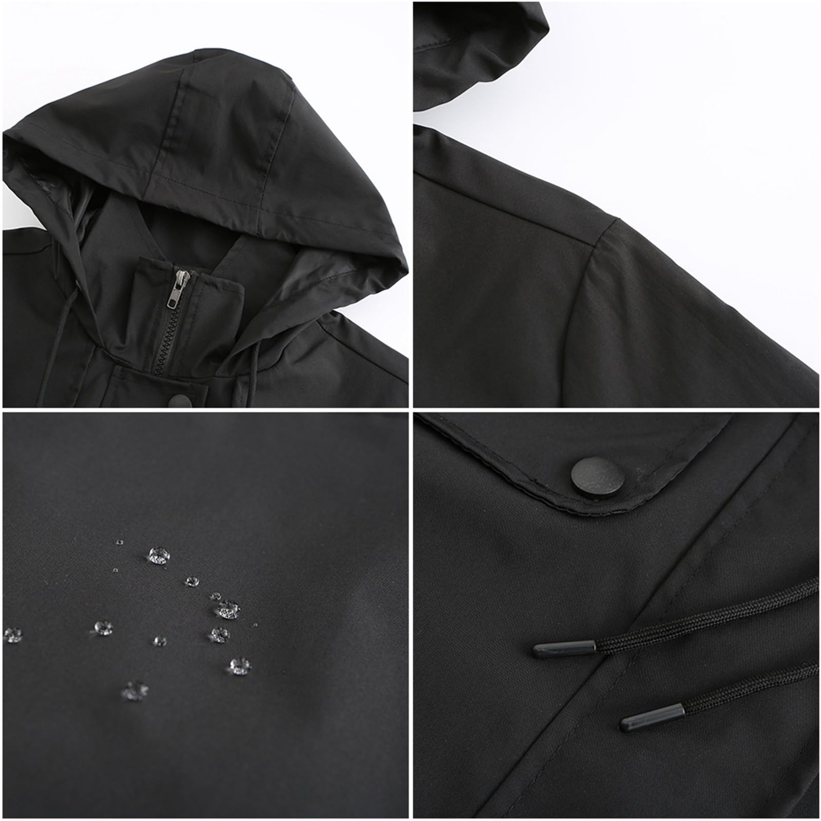 Chaquetas De Lluvia Talla Grande Para Mujer, Impermeable Ligero Y Largo Con Capucha, Viajes Al, Senderismo, Cortavientos Calcetines Senderismo Mujer Waterproof Jacket Women Chaqueta 3