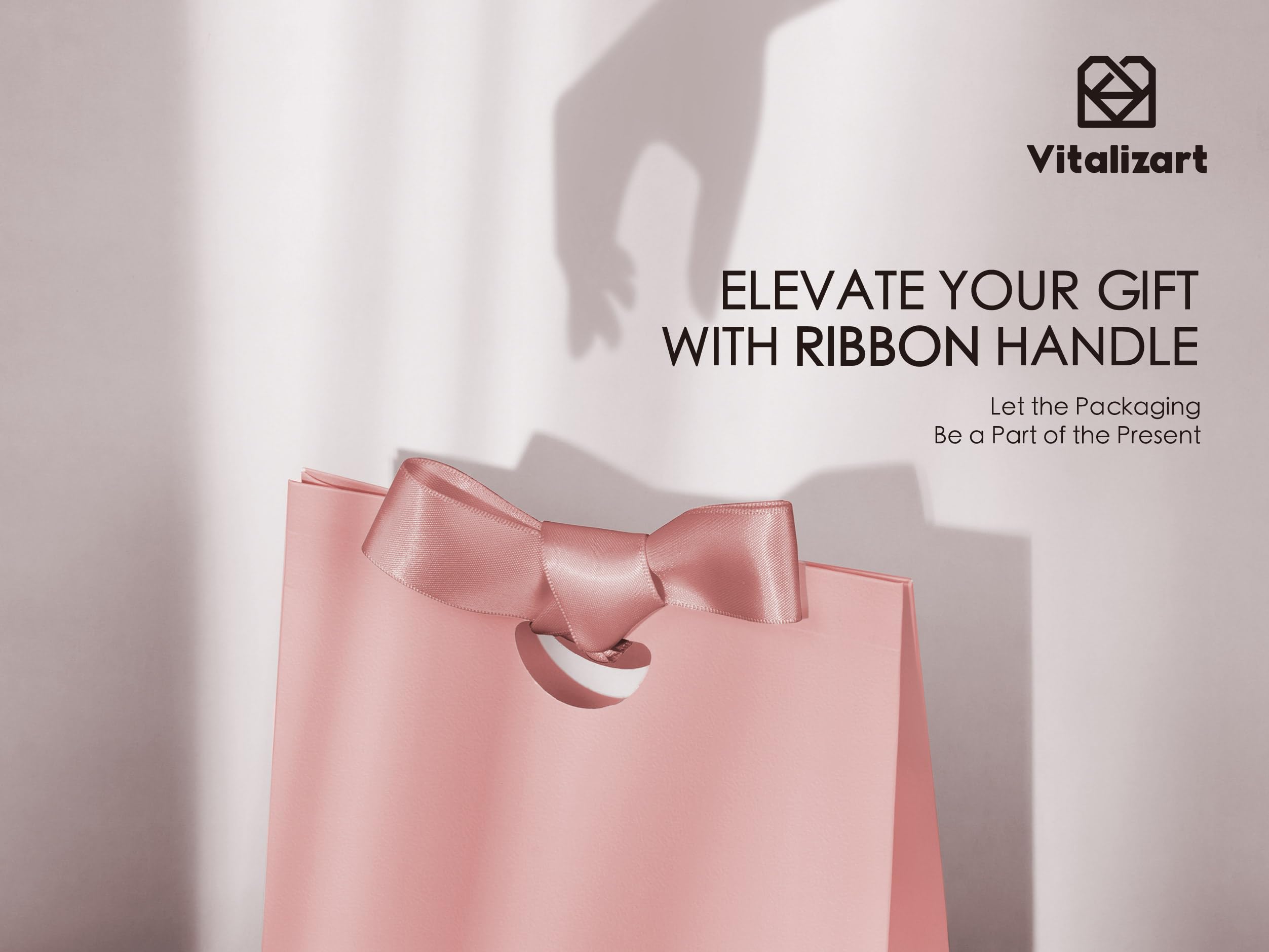 Vitalizart Paper Gift Bags With Ribbon Handles Set of 10 Pink Bulk Reusable For Gift Wrap Girls Kids Birthday Bridal Shower Party Favors Goodie Bags Candy Christmas 6.1"x2.95"x5.71" Mini