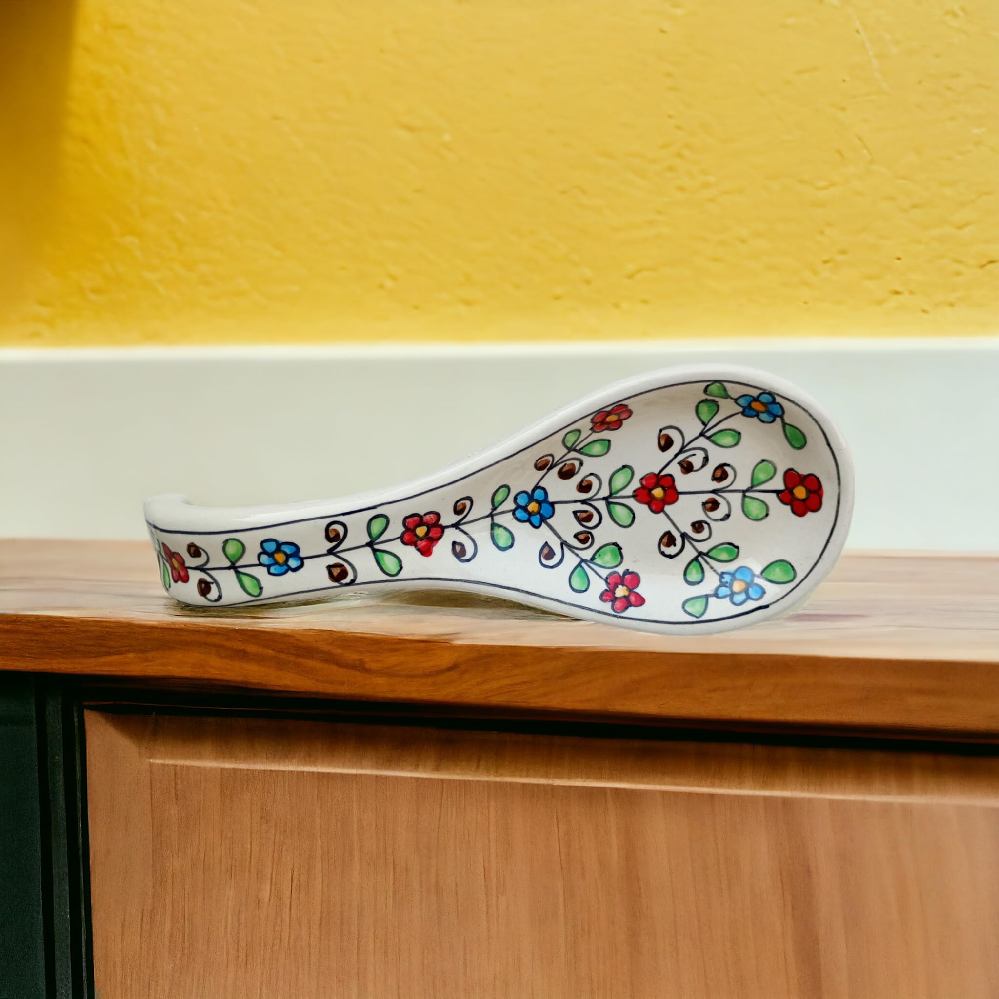 Malaikah Ceramic Spoon Rest Pack of 2 for Home, Kitchen, Dining, Kitchen Decor & Gifting 1