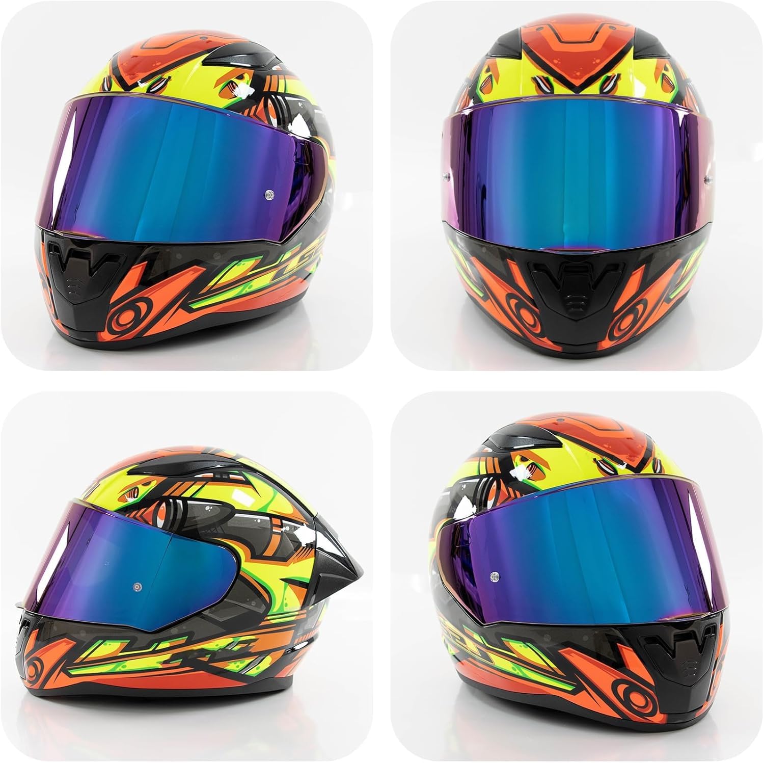 PSLER Wizjer do kasku na LS2 Outer FF320 Rapid FF353 Assault FF328 Stream FF800, zaciemniony wizjer do kasku motocyklowego, akcesoria zamienne (tęcza)