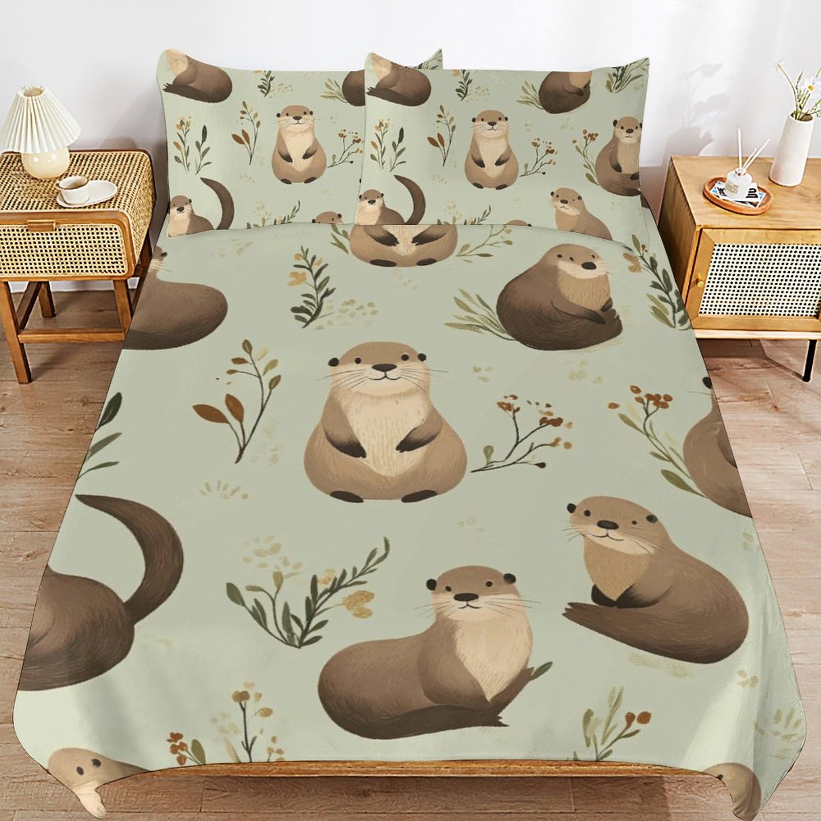 Housse de couette fermeture éclair Otterss parure de lit 3 pièces finis les nœuds