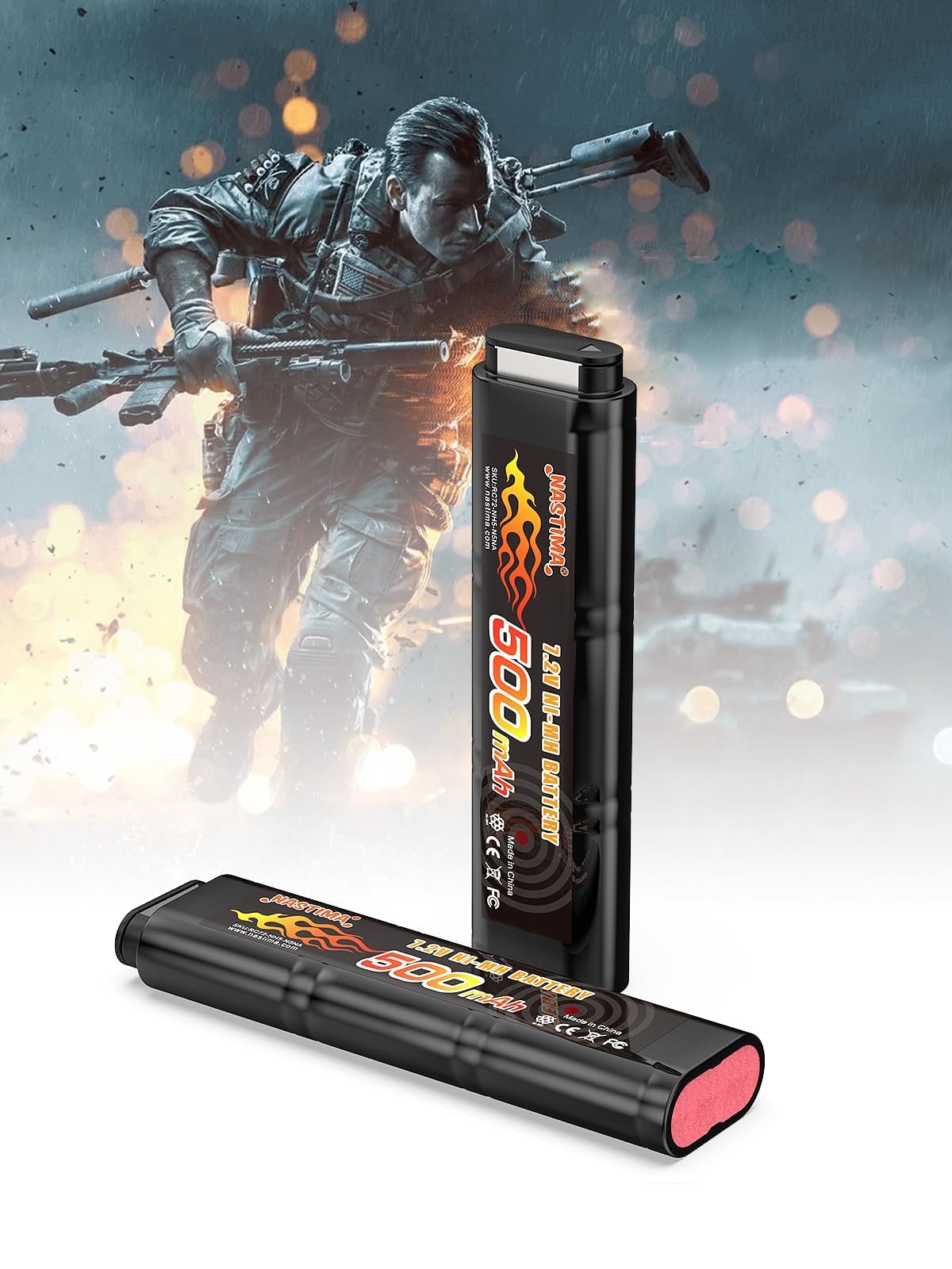 NASTIMA 2/3N 7,2V 500mAh Batteria Ni-MH per CM030 CM121, CM122, CM123, Marui 18C, P8, M93R AEP AEG M81, M84 e TM AEP Pistole Softair