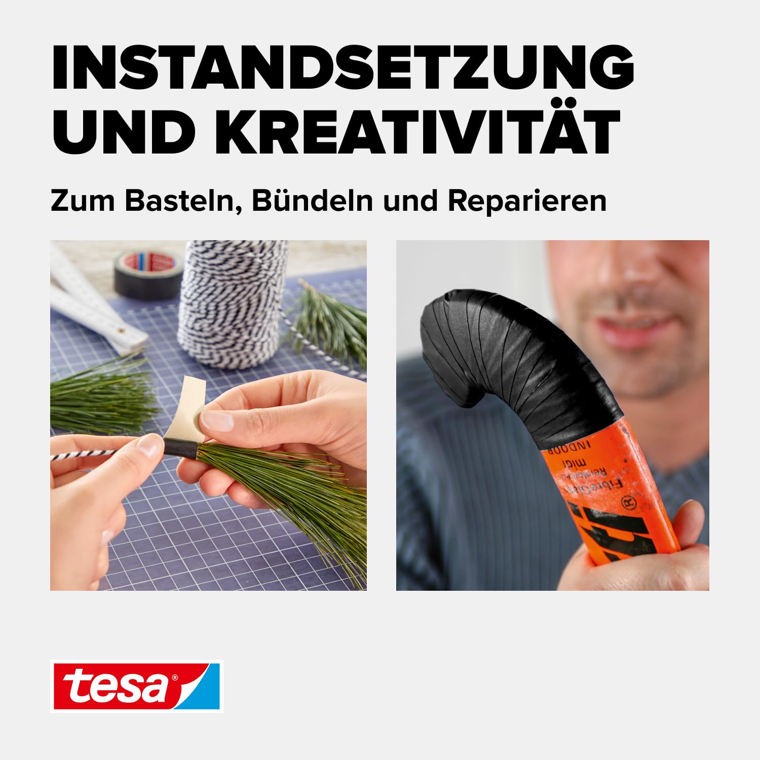 tesa extra Power Perfect Gewebeband - Gewebeverstärktes Ductape zum Basteln, Reparieren, Befestigen, Verstärken und Beschriften - Schwarz - 50 m x 50 mm