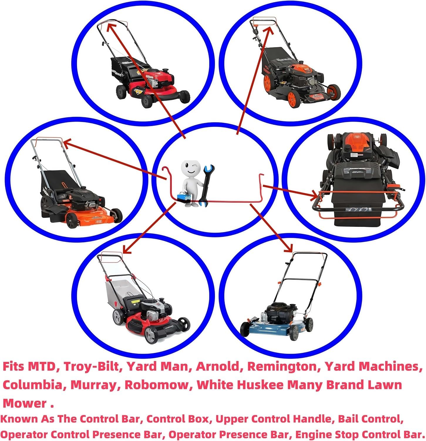 747-05214D Operador de fianza de repuesto para cortacésped MTD, Troy-Bilt, Craftsman, Yard Man, Arnold, Remington, Yard Machines, Columbia, Murray, Robomow (paquete de 1)