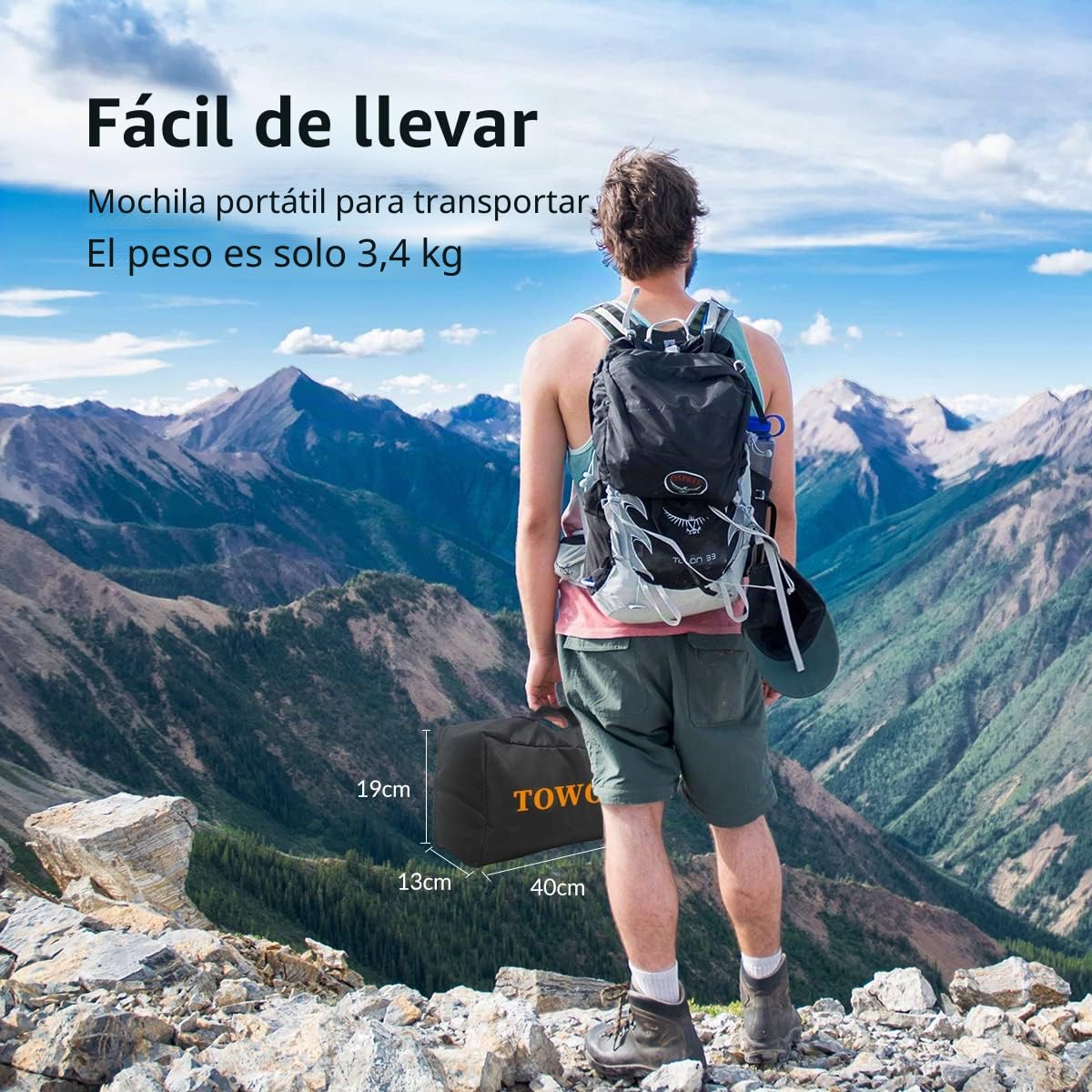 Towond, Pantalla portátil de proyector para Interiores y Exteriores de 100 Pulgadas (254 cm) con Soporte, Escala 16:9, Frontal y Trasera 4K con Bolsa de Transporte para Cine en casa y Patio Trasero