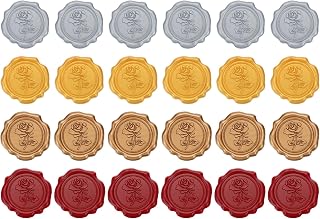 PATIKIL Pegatinas de Sello de Cera, 24 Unidades de Pegatinas Autoadhesivas En Relieve de Rosa para Sobre, Carta, Invitación de Boda, Tarjeta de Cumpleaños, 4 Colores