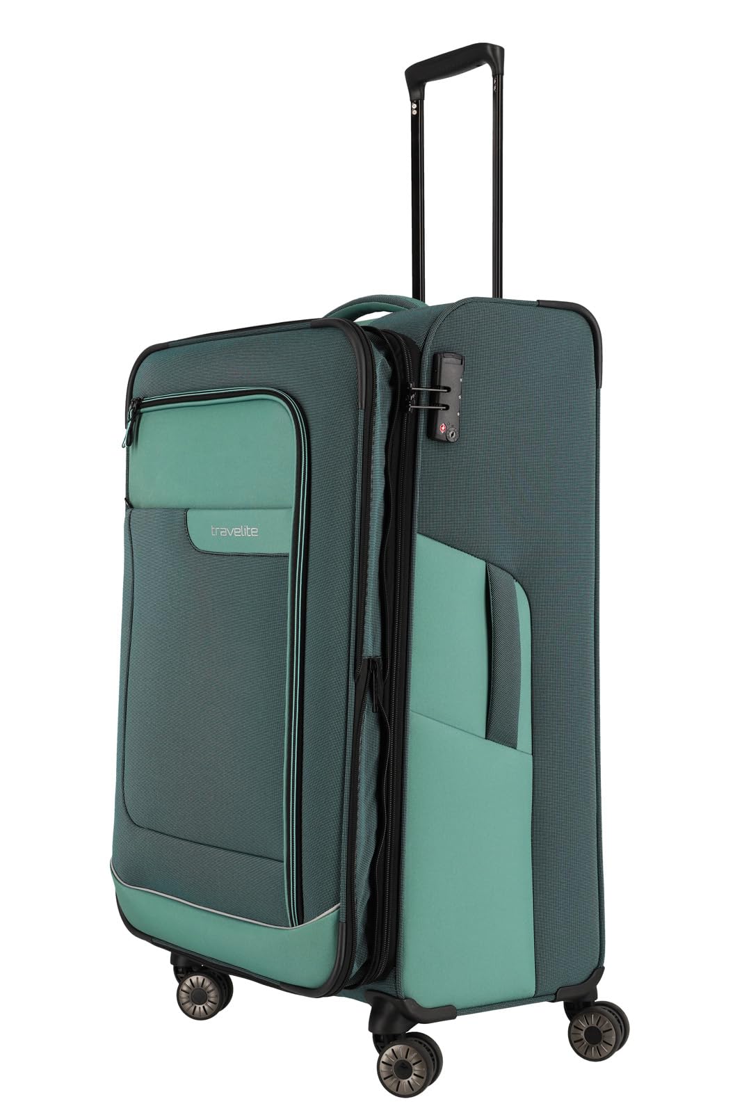 Travelite Zestaw walizek 4-częściowy, miękka obudowa, 4 rolki, Eukaliptus (zielony), Trolley L erw. (77 cm), casual