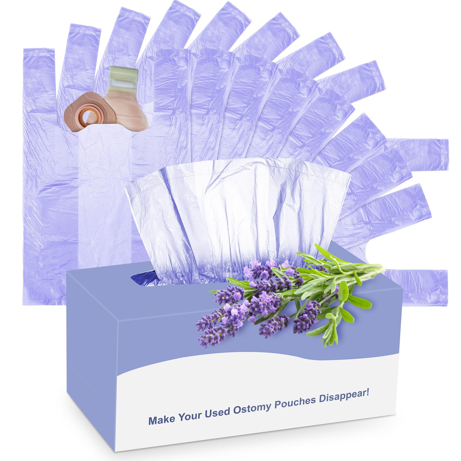 600 bolsas desechables para ostomía de 13.39 x 7.09 pulgadas, bolsas de eliminación de ostomía con caja para evitar fugas de olores, suministros de ostomía, bolsas de eliminación con caja