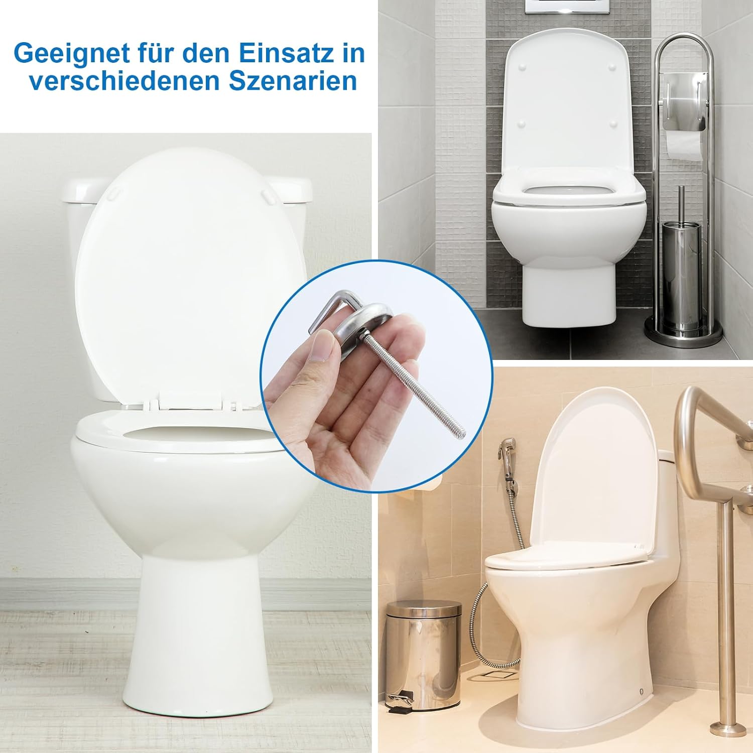 Toilet Seat Mounting Set Replacement Parts Including Washers, Hinges, Screws and Wrench, Stainless Steel Toilet Seat for Toilet Lid, Pack of 15