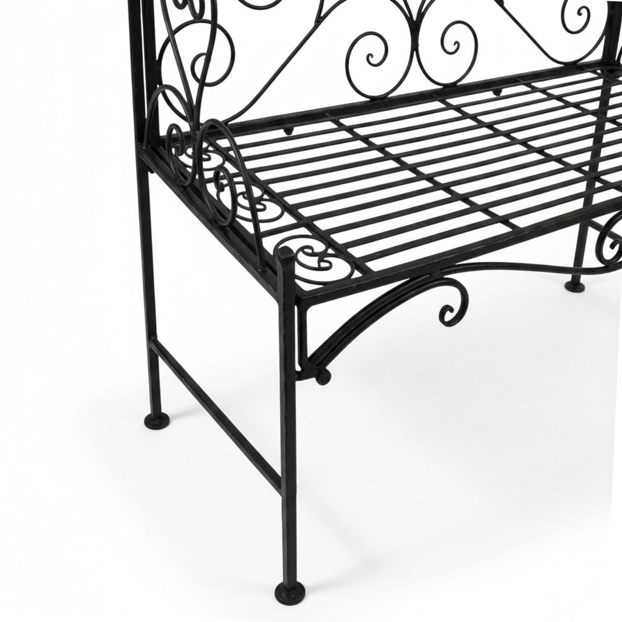 Metalowa ławka do siedzenia z łukiem różanym – 200 x 124 x 48 cm – Outdoor Lounge ławka ogrodowa z różami dekoracja 2-osobowa