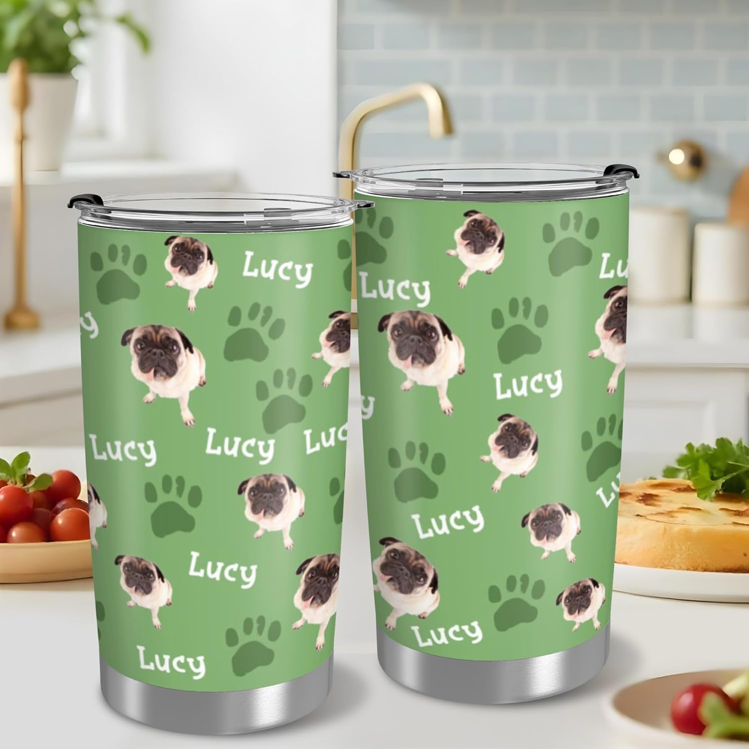 Custom Stainless Steel Coffee Tumbler with Lid & Straw 20oz Personalized Photo Name Text Logo Made in USA, Gift for Men Women Mom Dad Couple D10 - Image 7