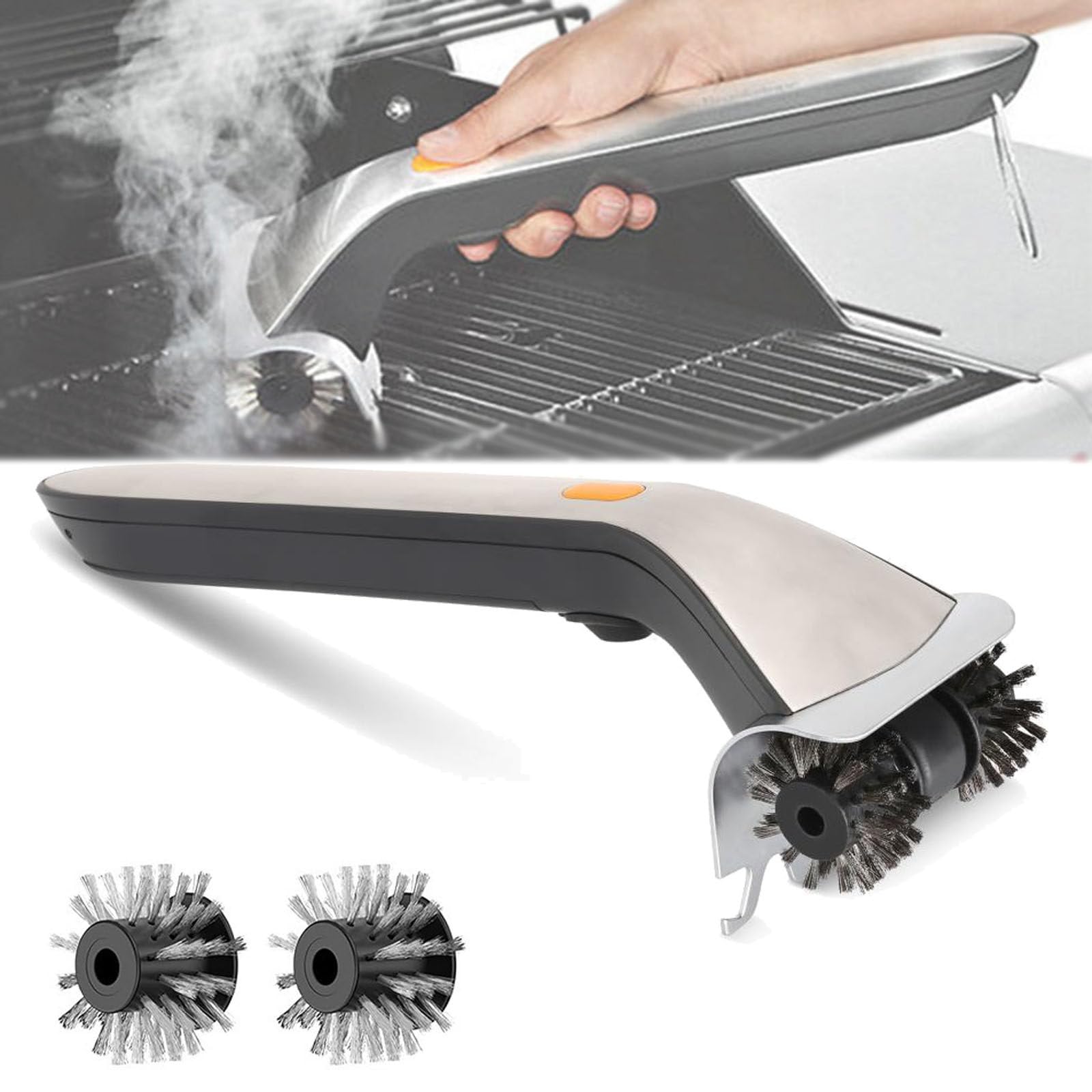 Cepillo EléCtrico Para Limpiar Parrillas, InaláMbrico Y Recargable, Con 2 Cabezales, Ideal Para BañOs Y Cocinas