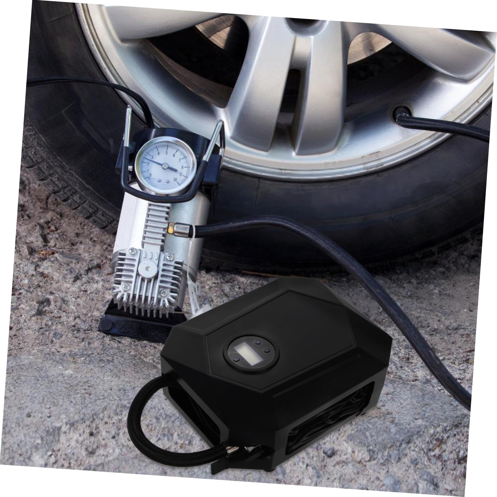 Gatuida Tragbare Luftpumpe für Auto 12v Luftkompressor mit Digitalanzeige Präziser Druckkontrolle Schnell zum Aufpumpen von Auto- Motorrad und Fahrradreifen