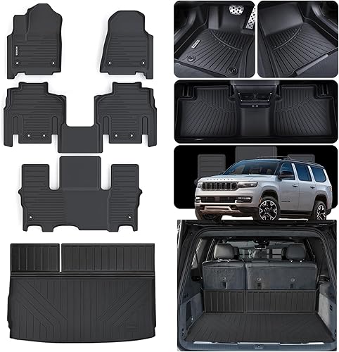 WAYIDSS Alfombrillas para Jeep Wagoneer 2022 2023 2024 - Solo Filt versión de 8 asientos (asientos de banco de 2 filas), protección TPE para todo disponible en Yaxa Costa Rica