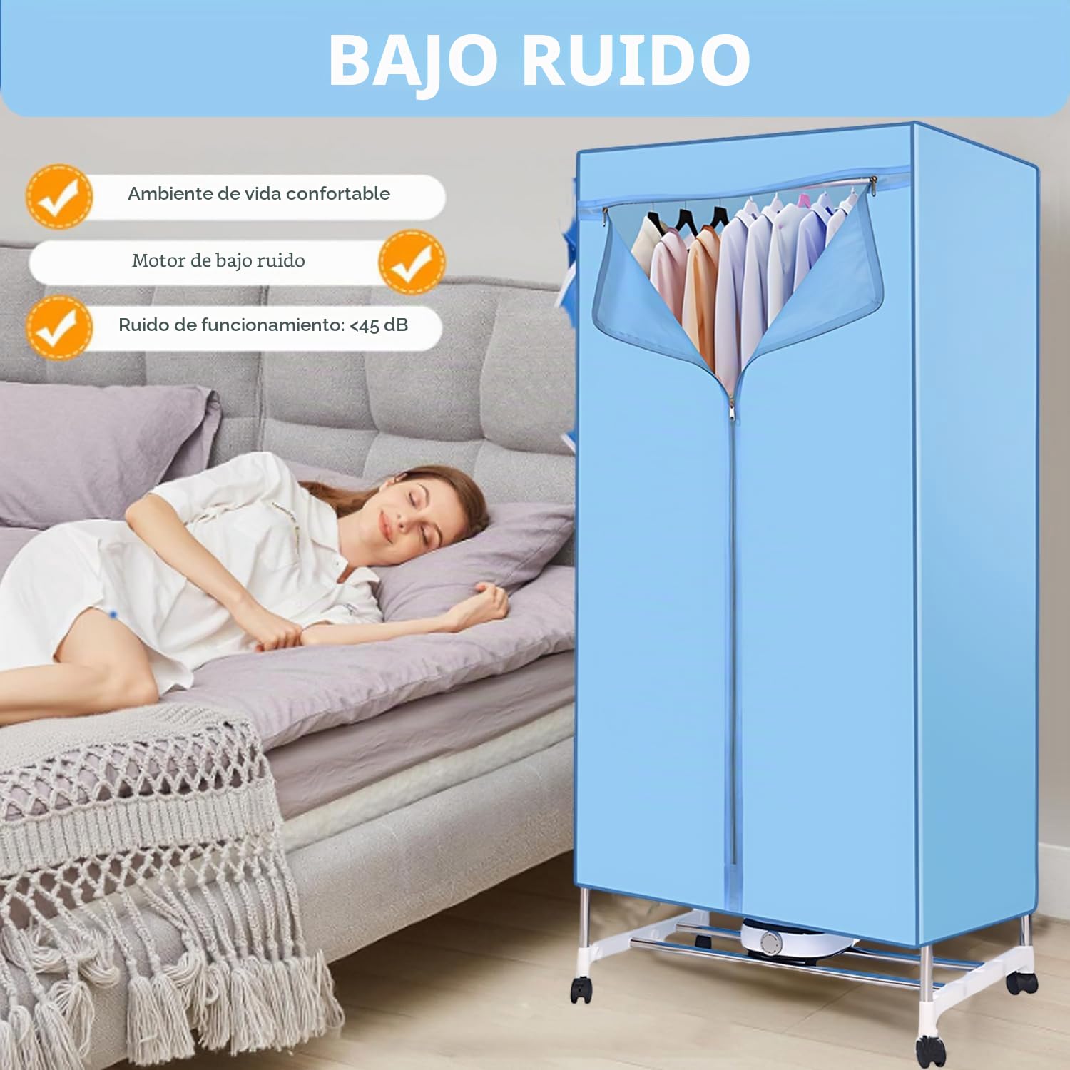 Plegable Armario Secadora De Aire Caliente, Secadora PortáTil Con Temporizador, Armario PortáTil Secador De Aire Caliente, 1000 W De Potencia, [Clase de eficiencia energética A]