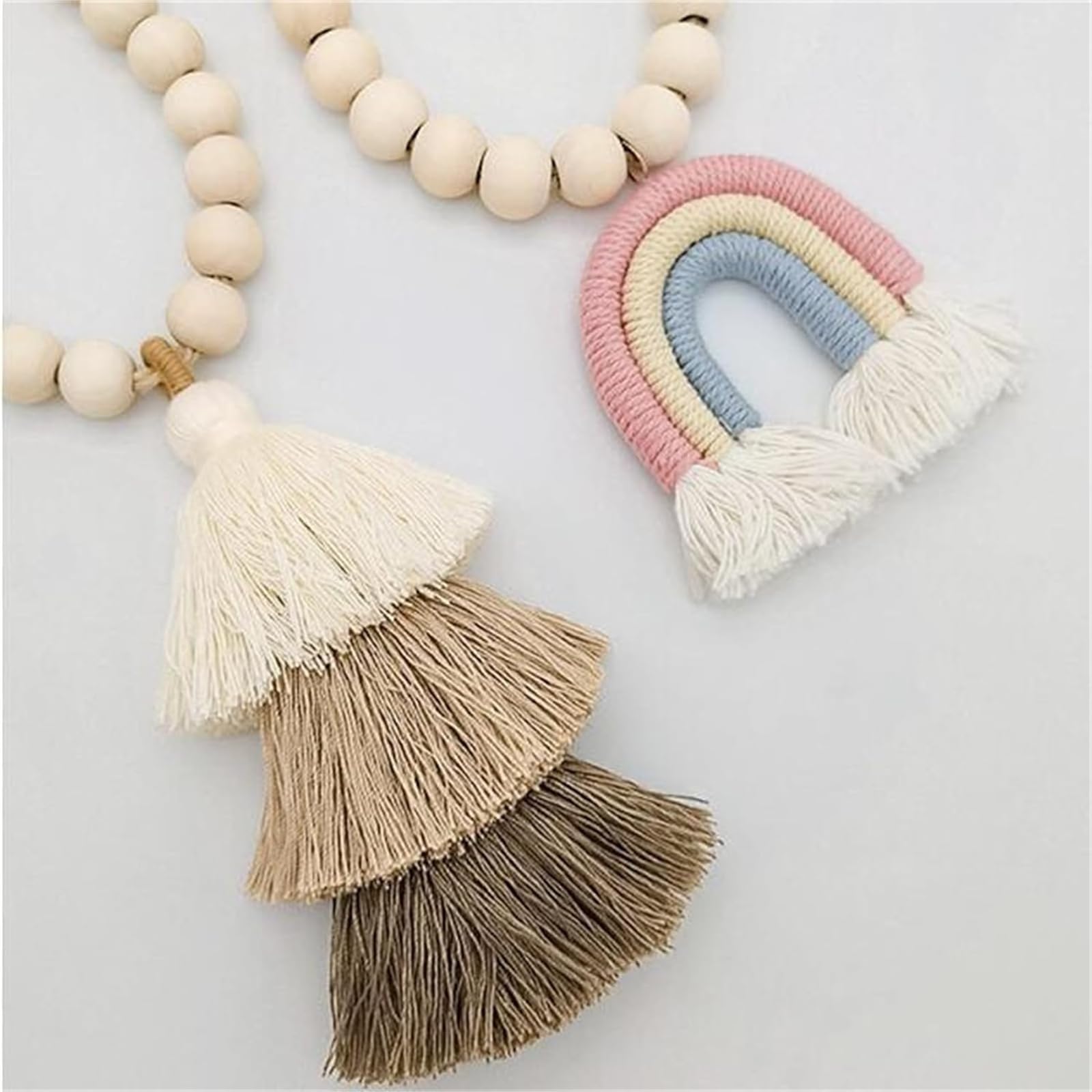 Lot De 6 Embrasses De Rideaux Magnétiques De Style Bohème Avec Perles En Bois Pour Décoration De Chambre à Coucher, Bureau, Chambre D'enfant (naturel, 6