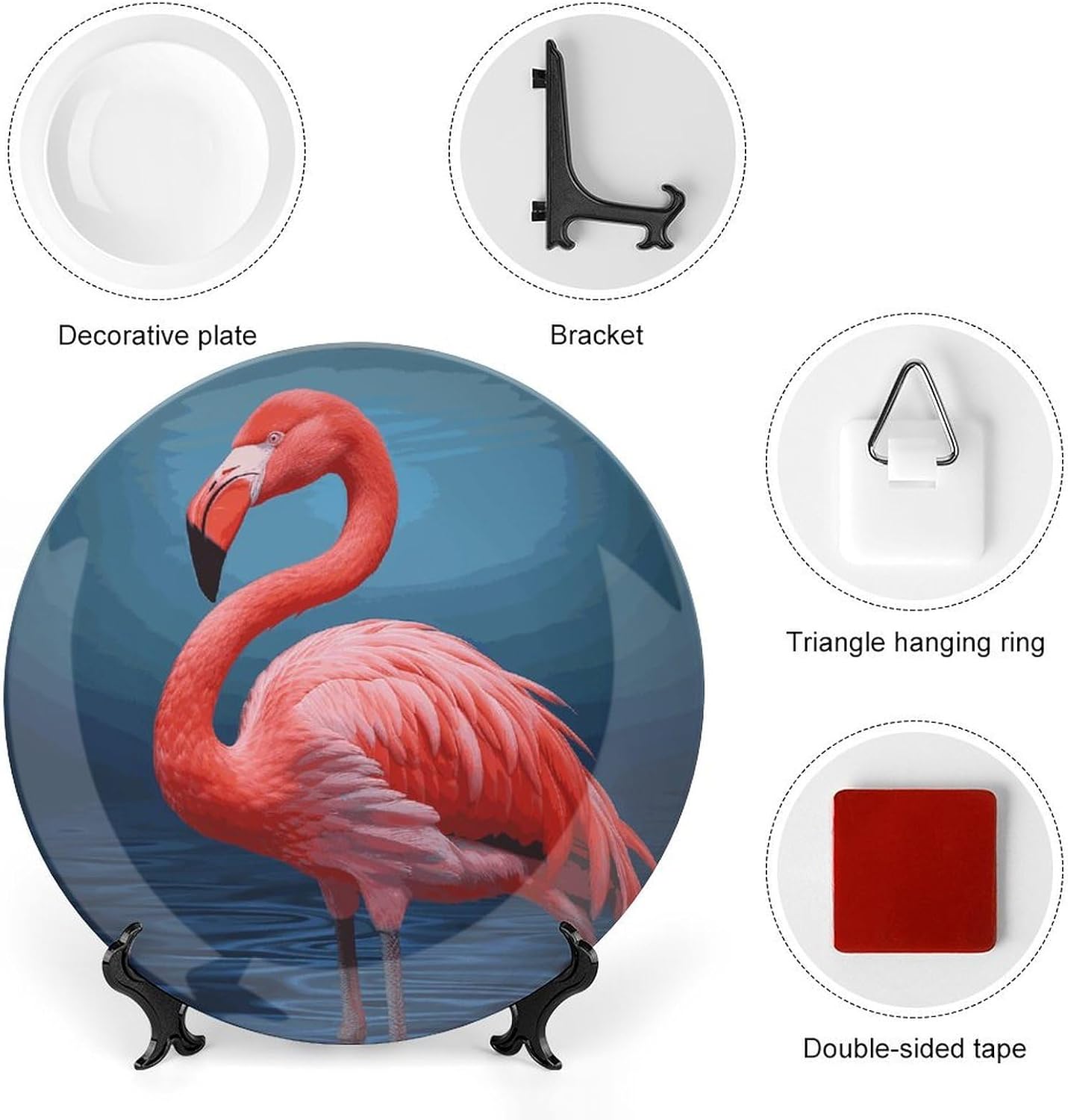 Animal Flamingo Bone China Decorative Plate Exquisite Ornamental Wall Hanging Platter 6/7/8/10 Inch Vintage Art Ceramic Decor Dish for Home Tabletop Decor Housewarming Gift image 3