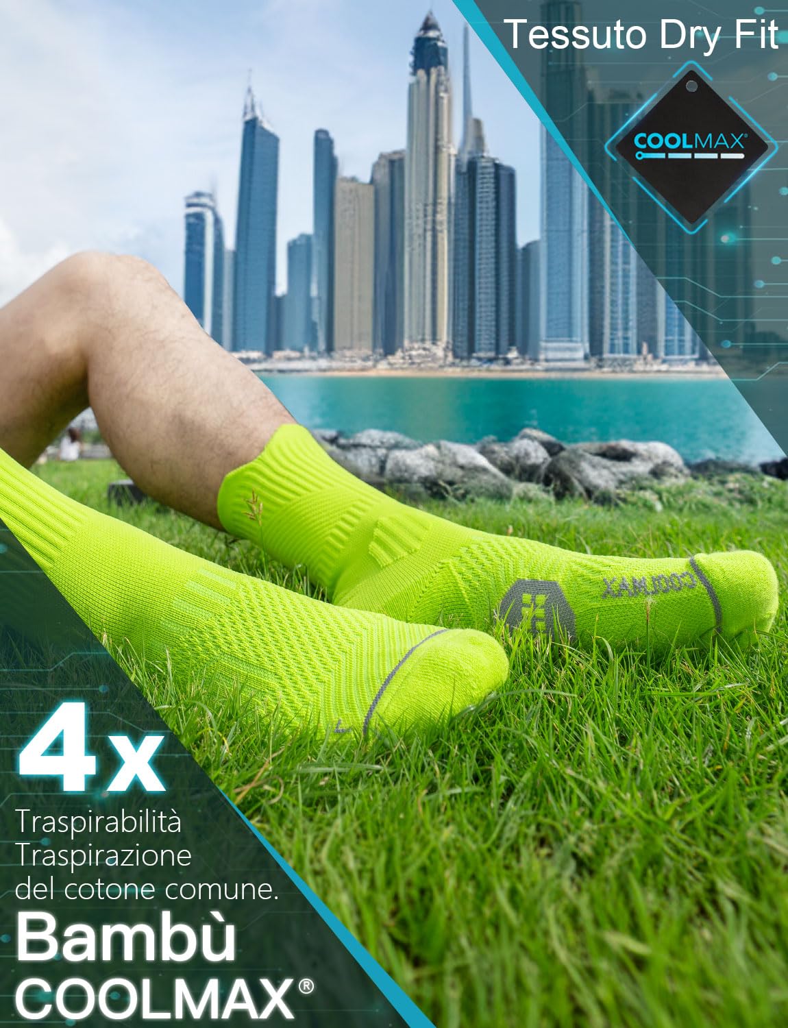 Juclise Bambù Coolmax Compressione Running Calzini Sportivi Trekking Allenamento