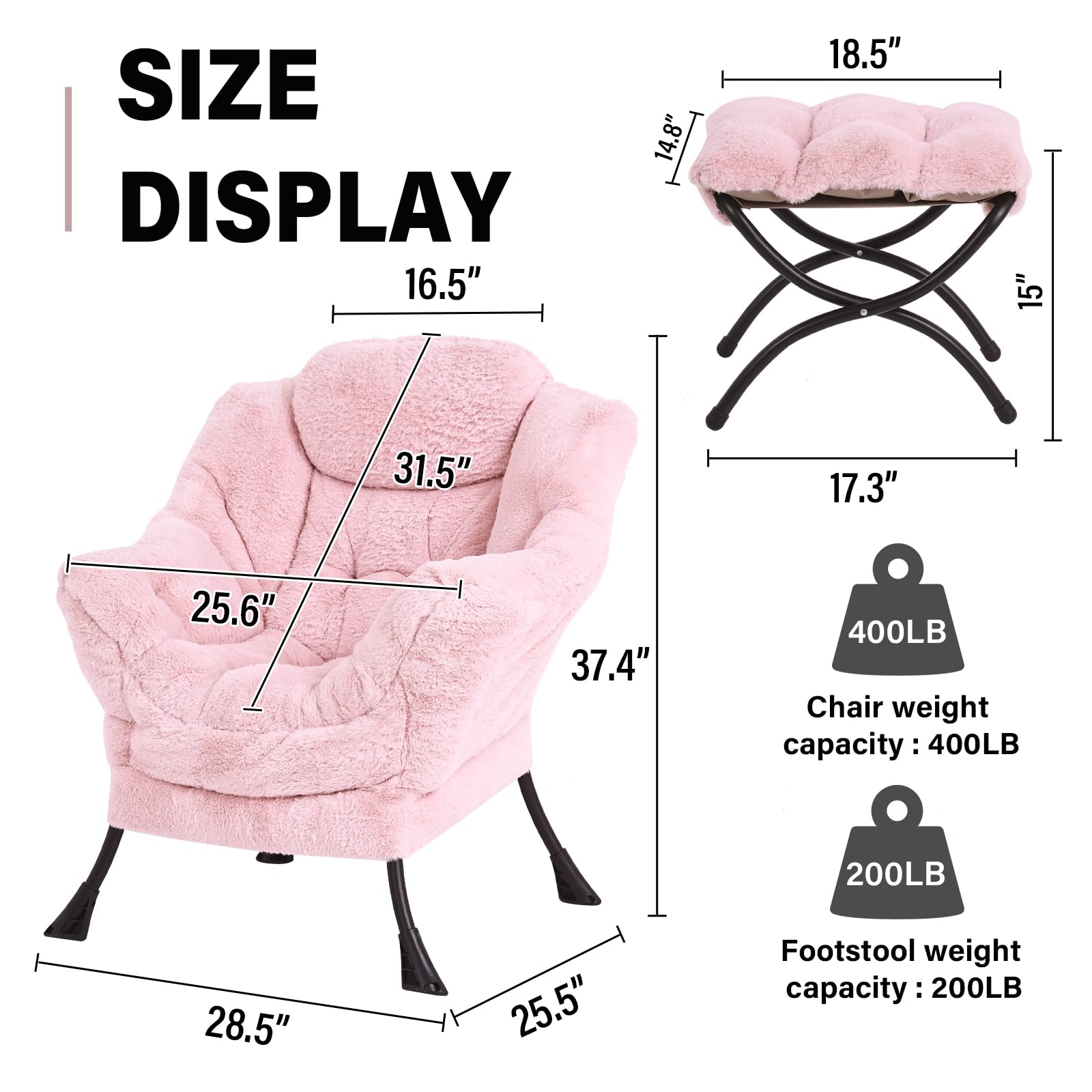 Lazy Chaise avec méridienne, chaise d'accentuation moderne, fauteuil de salon contemporain avec accoudoirs, chaise de lecture pour salon, chambre à coucher, bureau