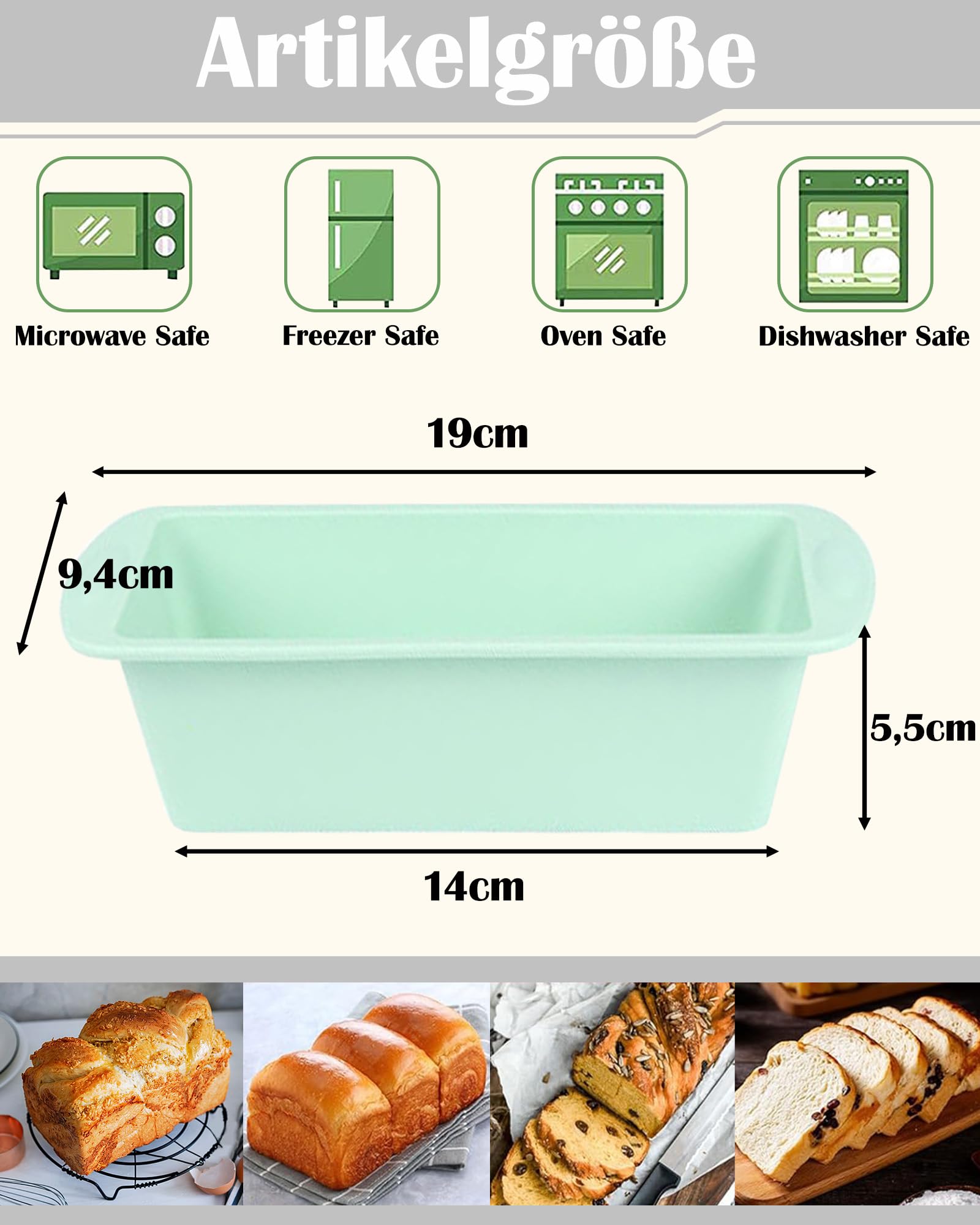 Lot De 4 Mini Moules à Pain En Silicone Rectangulaires – 20 X 9,5 X 5,5 Cm – Antiadhésifs, Colorés Et Polyvalents (Rouge, Vert, Blanc, Violet)