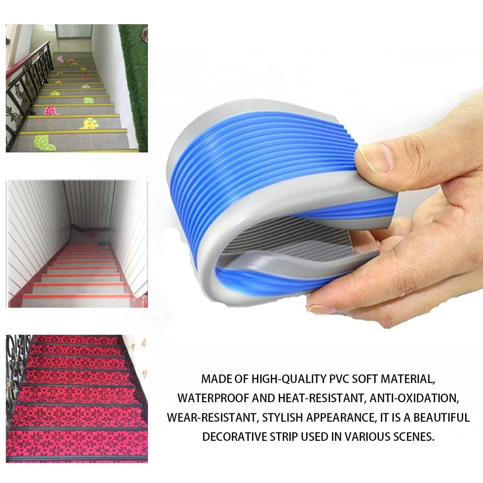 Tiras autoadhesivas para protección contra rayos UV L-S, antideslizantes e impermeables, color gris y negro, 700 cm, ideal para interiores y exteriores