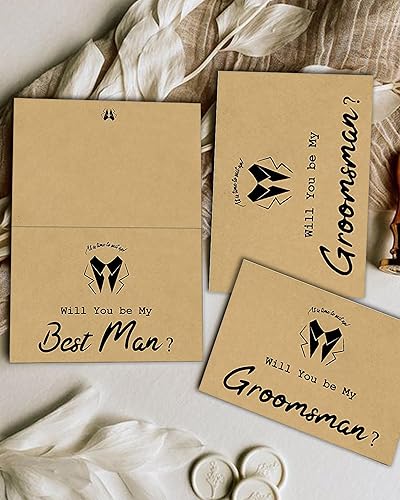Miniatura 4 de Juego de 8 tarjetas de padrinos de boda, 6 piezas Will You Be My Groomsman y 2 piezas Will You Be My Best Man.