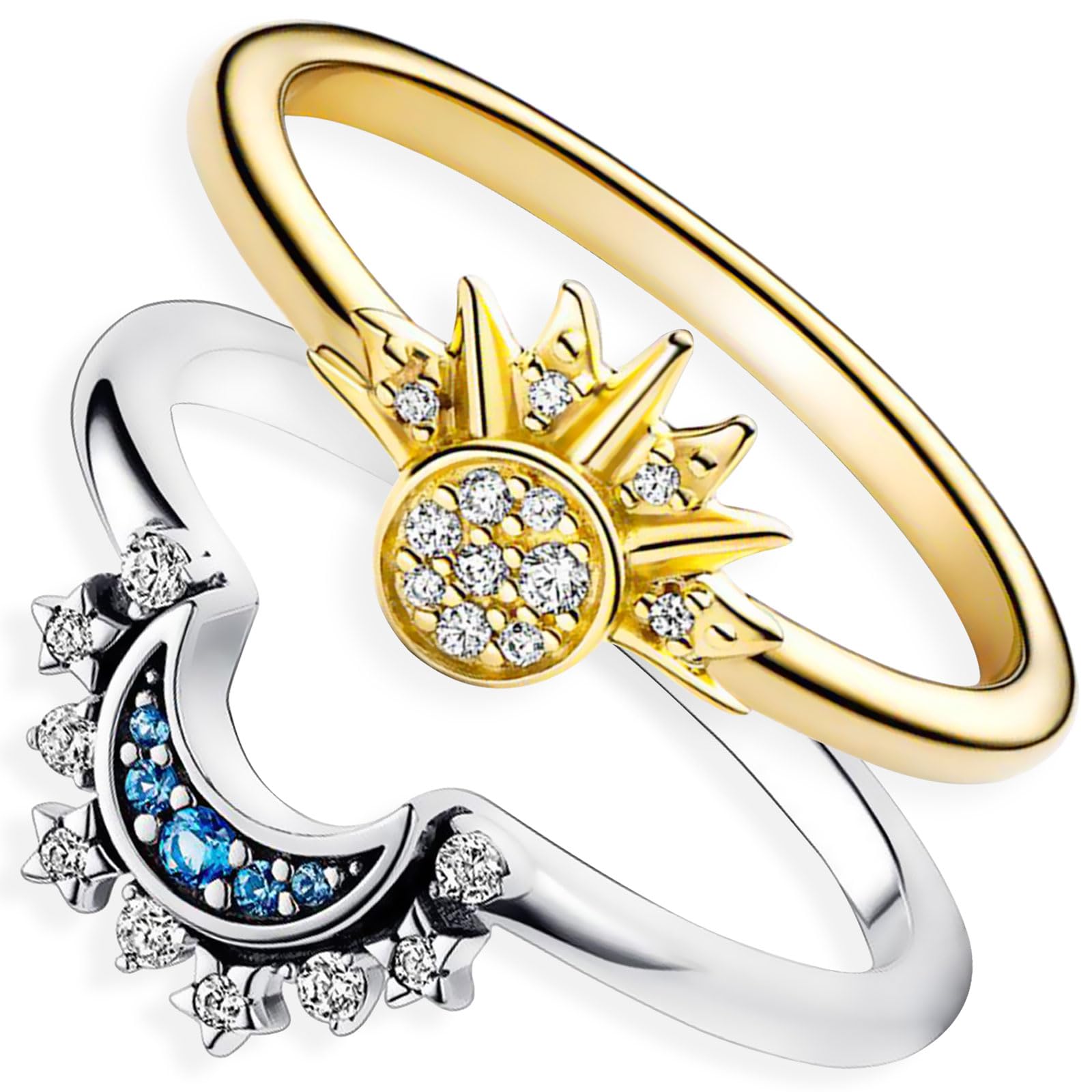 Opal Rings for Women,925 Sterling Silver Stackable Cubic Zirconia Ring Set Crown Rings Opal Stone Crystal Jewelry