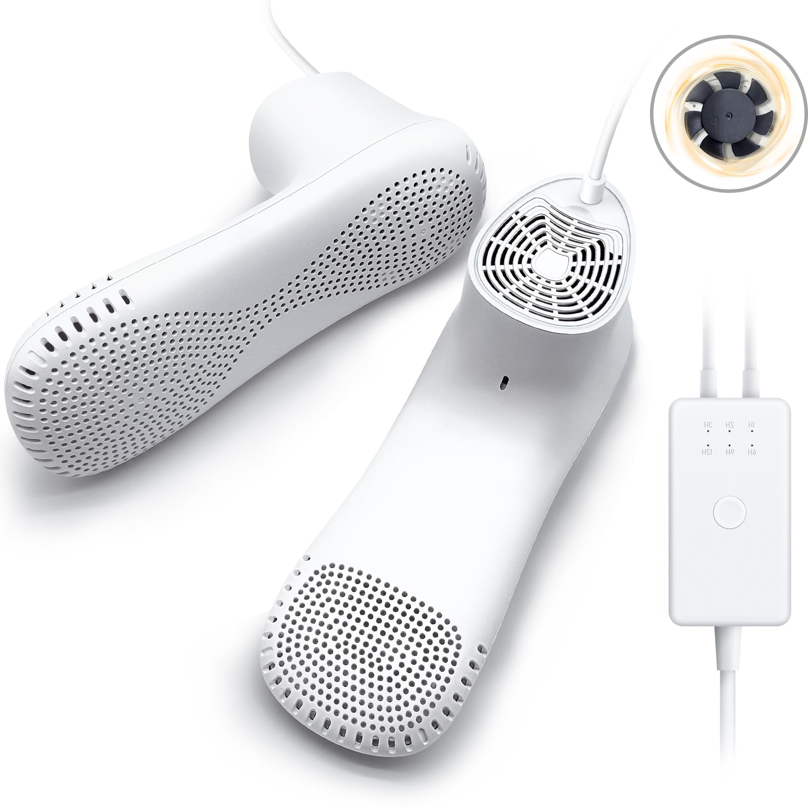 Home Care Wholesale Asciugascarpe e deodorante elettrico - Asciugascarpe da Calcio con timer, Asciuga Scarponi Da Sci, ventola incorporata | Nessun rumore | Spina UE