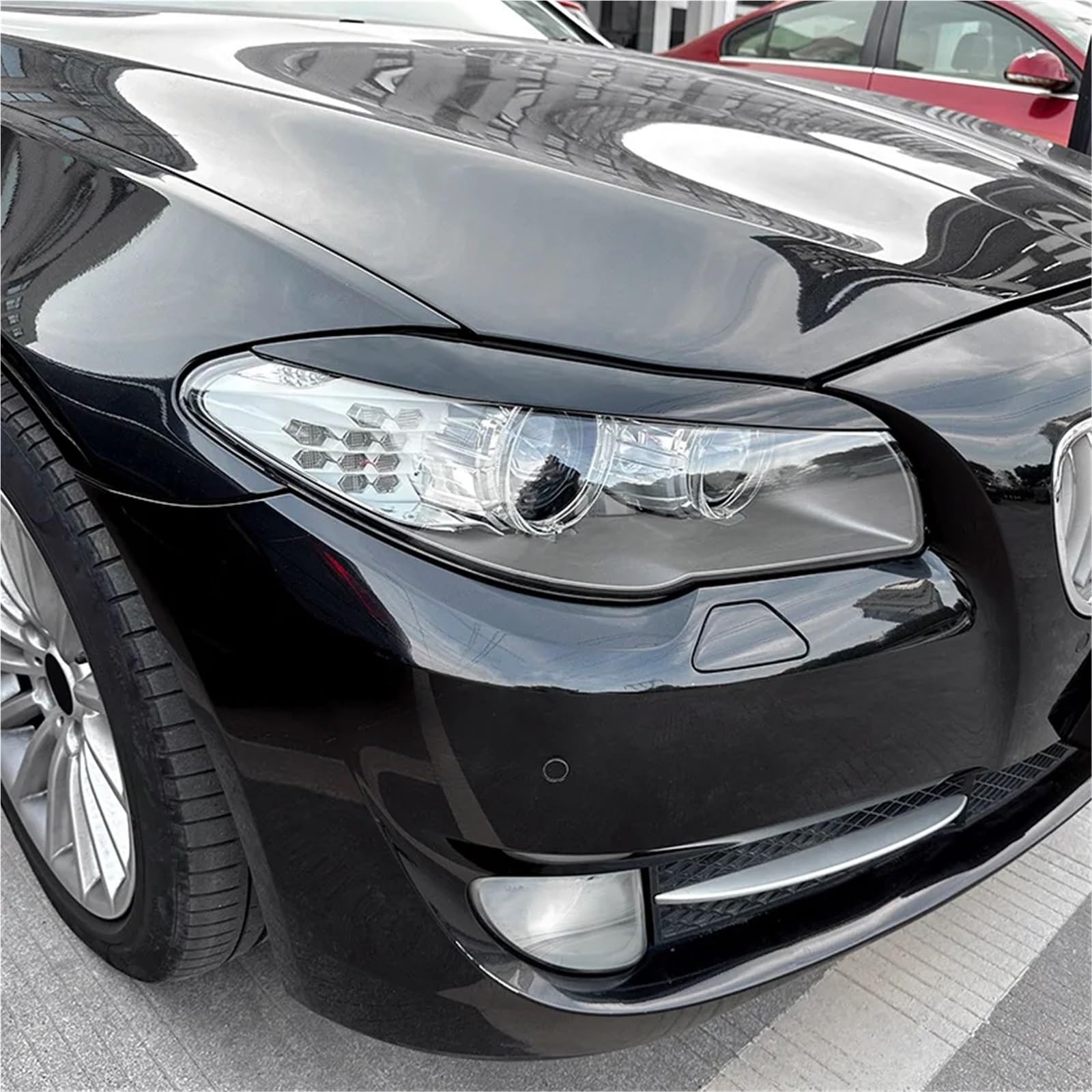 Fari Sopracciglia Palpebre Misura for BMW Serie 5 F10 F11 2011-2014 Styling Faro Anteriore Sopracciglio Lampada Trim Copertura palpebra decorazione per sopracciglia auto(Gloss Black)