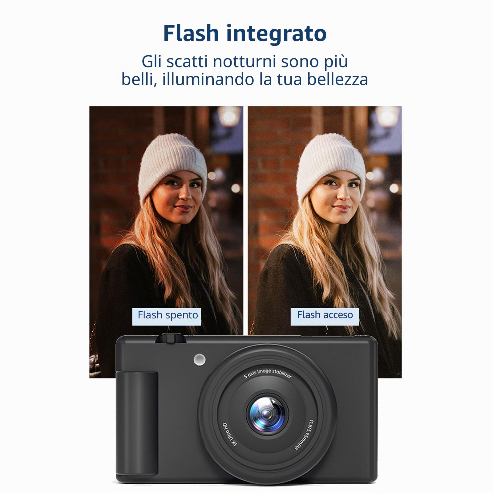 Fotocamera Digitale 5K con WiFi, 80MP HD Zoom 18X Messa a Fuoco Automatica 180 Gradi 2.8 Pollici Flip Screen Vlogging Telecamere, Giroscopio a 5 Assi Anti Shake Supporto Fino a (Nero)