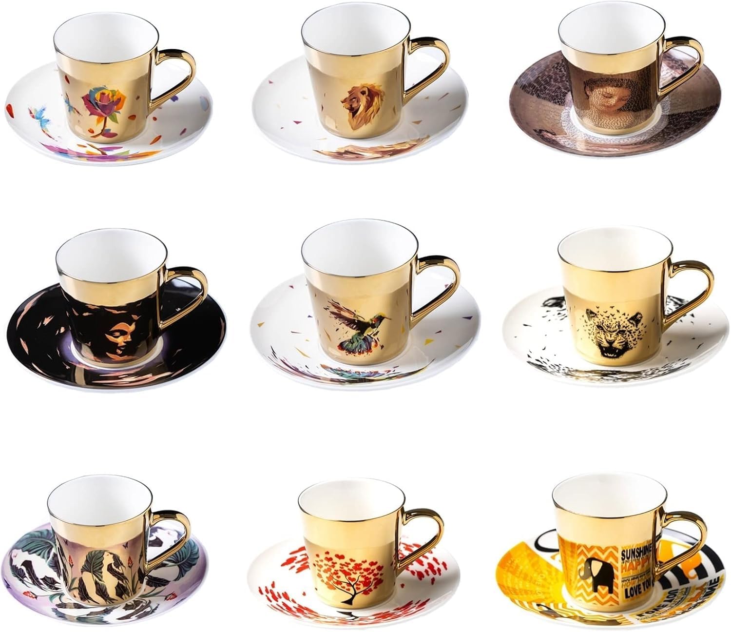 Tazas De Cafe Juego De Tazas Y Platillos Té, Café Con Reflejo Espejo, Agua Vidrio, Utensilios Creativos(Peacock Blue)