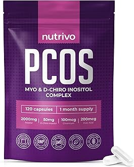 Myo Inositol & D Chiro Inositol - 120 Capsules | PCOS Supplement Supports Fertility, Weight Loss & Hormone Balance | Inositol 2000mg, D- Chiro Inositol, Folic Acid, Chromium | Alternative to Tablets