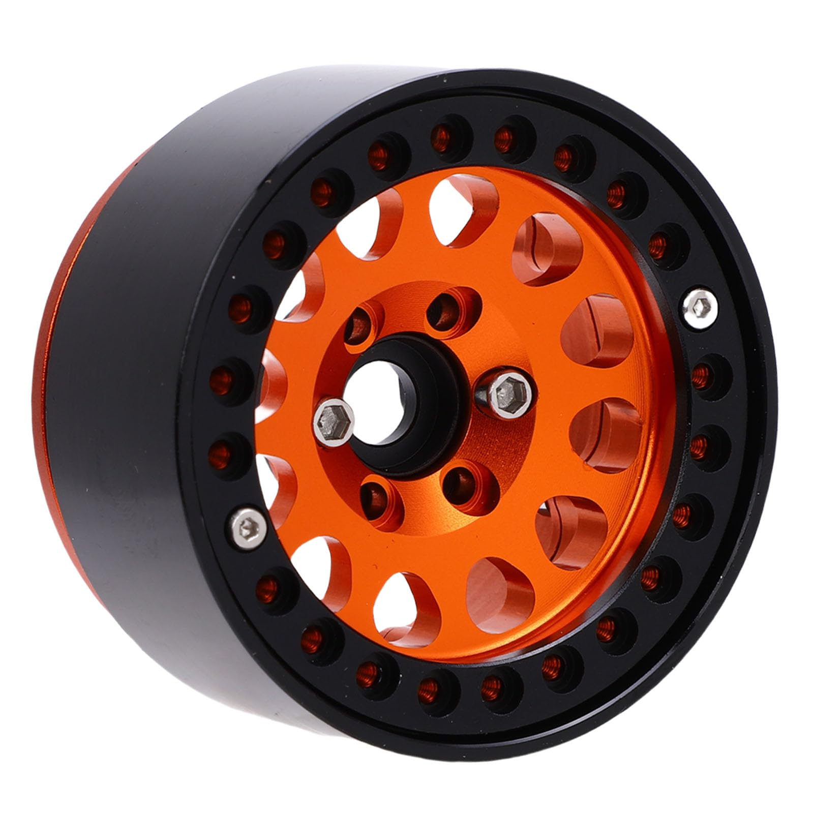 Juego de cubo de rueda RC de aleación de aluminio ligero de 1,9 pulgadas para Crawler RC a escala 1:10, estabilidad mejorada para maniobras de alta velocidad, accesorios de 4 piezas (naranja)