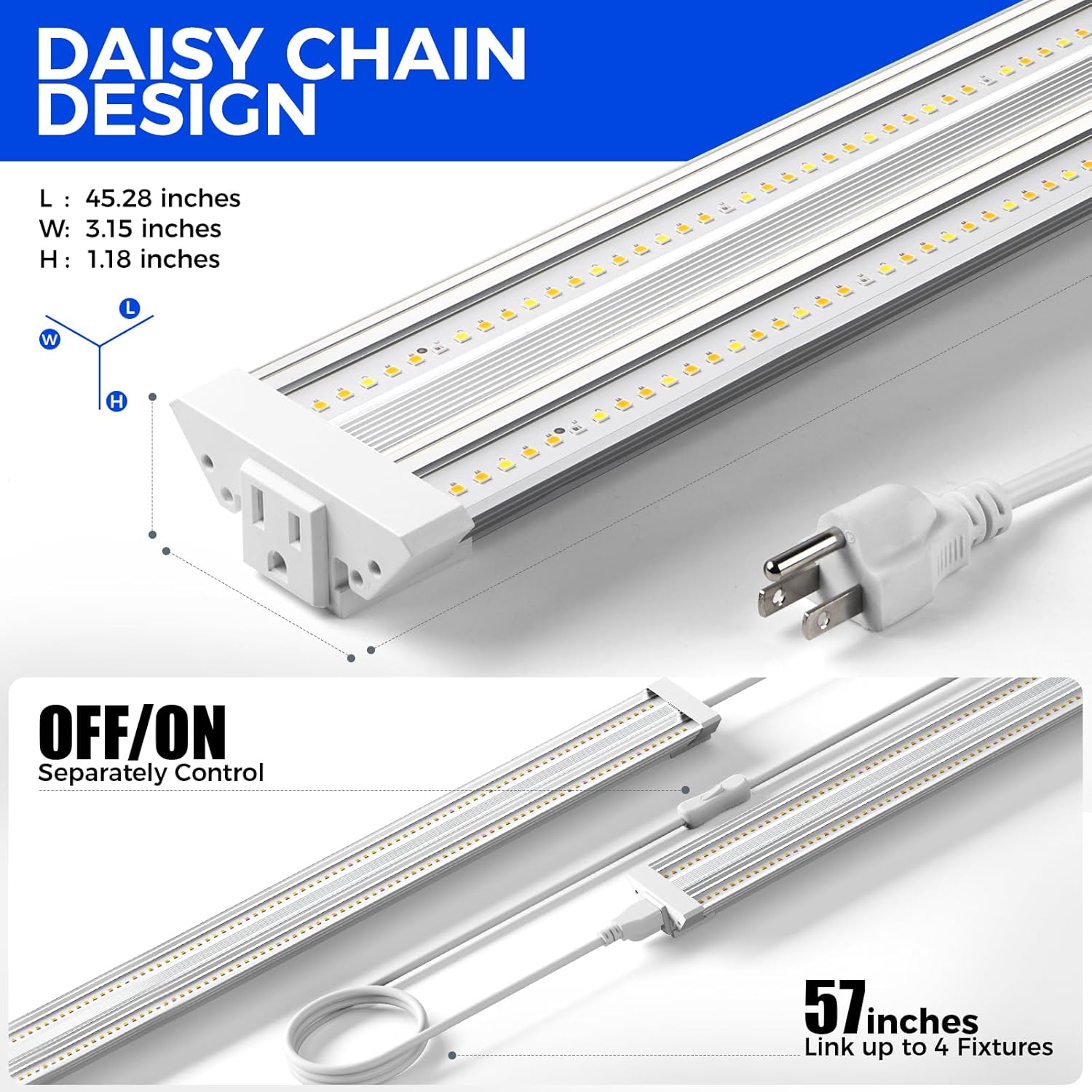 Barrina TX72 Grow Light for Indoor Plants, 4FT, 288W(4 x 72W, 2000W Equivalent), Full Spectrum with 660nm Red LEDs, High PPFD, Mechanical Timer, Linkable, Hanging Plant Lights for Greenhouse, 4 Pack - Image 6