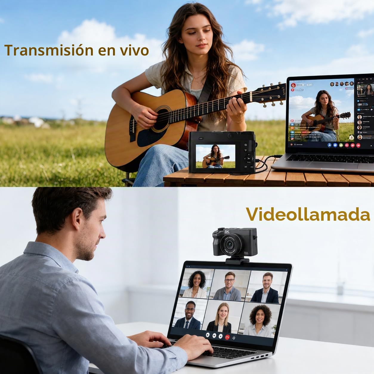 Cámara Digital 5K 75MP Cámara de Fotos para Vlogs con Wi-Fi, Cámara Compacta con Pantalla LCD de 3", Autofoco, Zoomdigital 18X, Tarjeta 64GB Incluida, Selfies Cámara para Principiantes Adolescentes