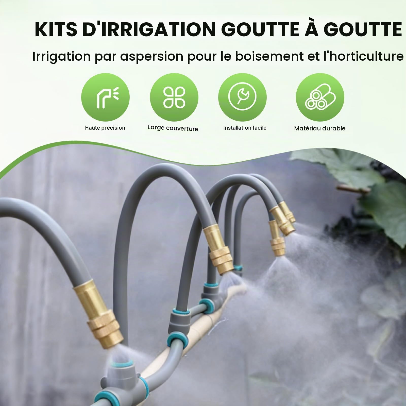 360° Kit Arrosage Automatique,arrosage automatique pour jardin, Kit d'irrigation de brouillard, pour paysage, lit de fleurs et plantes de verdure (20m)