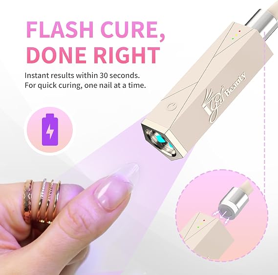 iGel Beauty PRO-X Mini LED Nail Lamp Portable USB-C Rechargeable Flash Cure Light, Flexible Multi-Arm Design, Hands-Free Sensor, Cordless Nail Curing Lamp